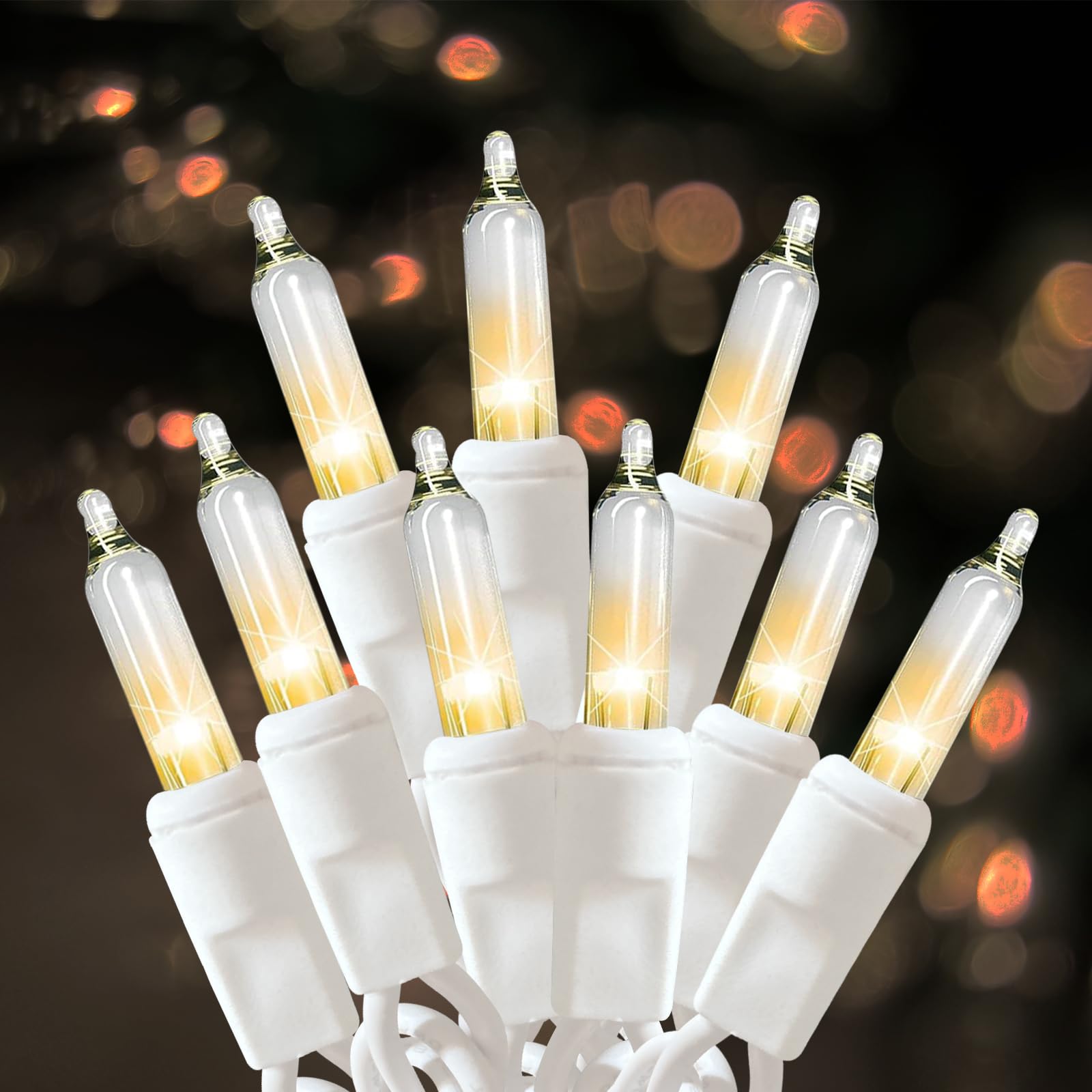 Christmas Lights 100 Count Clear Christmas Tree String Lights With White Wire For Outdoor Indoor Christmas Decorations Wedding Decorations Valentines Day Decor Ul Certified (21Feet)