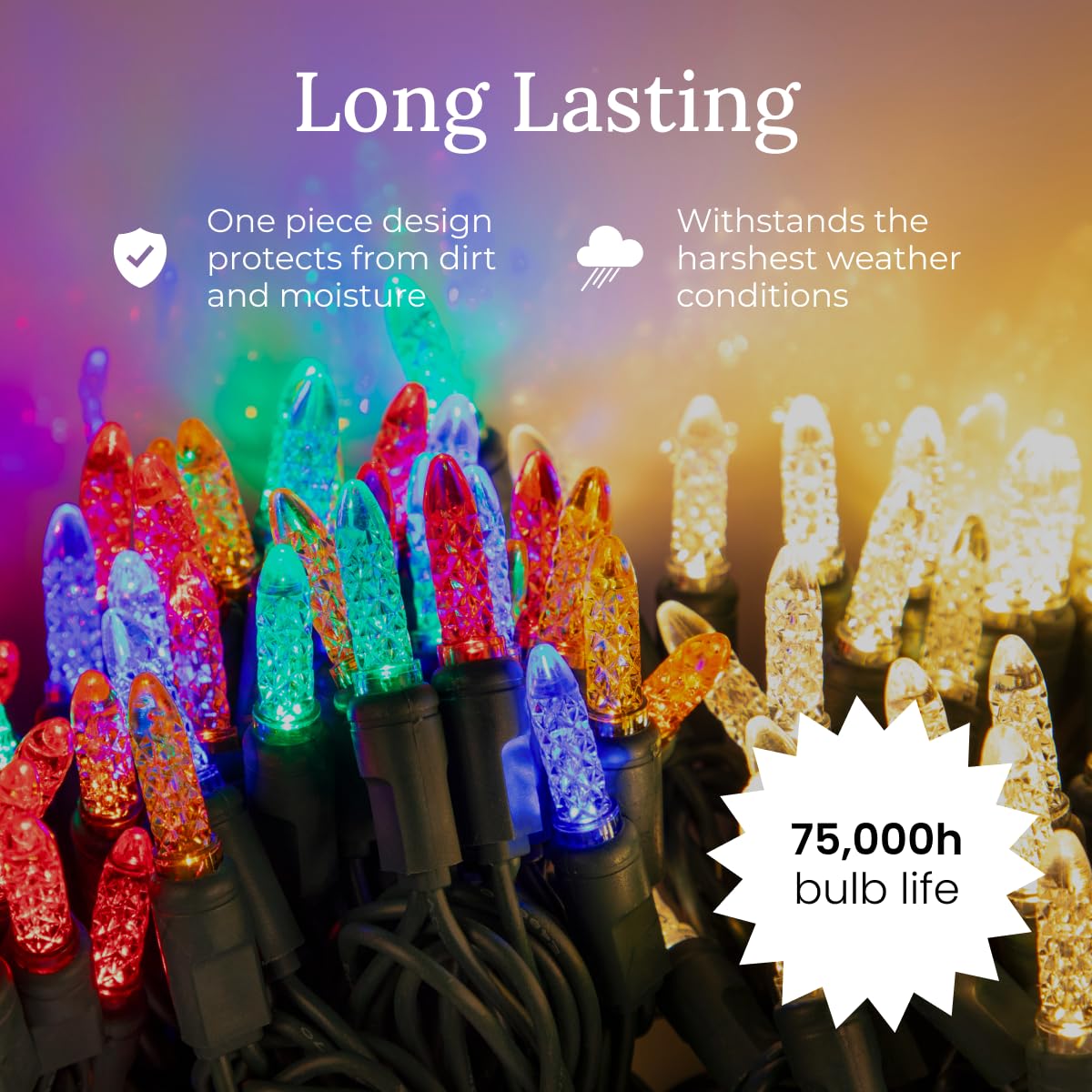 Pro Christmas M5 Led Holiday Lights - 70 Bulbs, 23.3Ft - Professional Grade Indoor Outdoor Diamond Cut Sparkle Light Strings For Home Decorations And Christmas Trees - Green