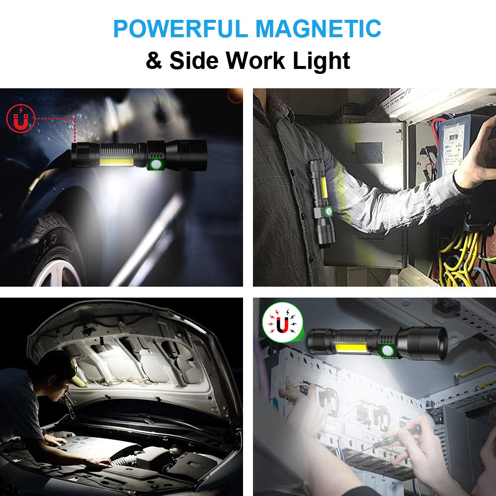 Spriak UV Flashlight Black Light, 2-Pack USB Rechargeable, 1000lm, Waterproof, 7 Modes, Zoomable, Aluminum, 2-Pack