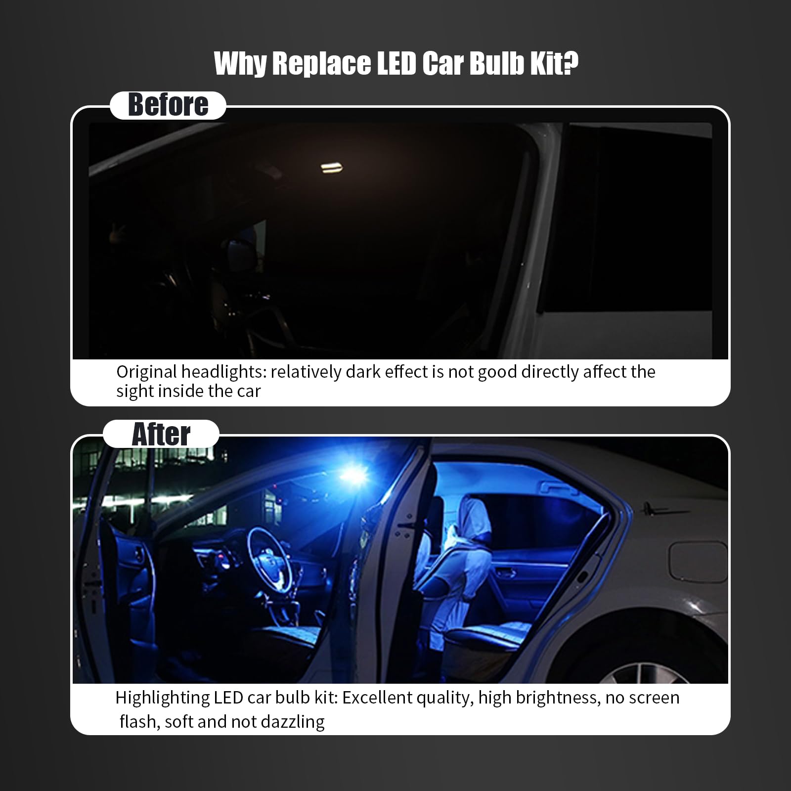 GKmow 24 PCS Blue Car LED Bulb Kit, T10 & Festoon Replacement Interior Lights for Dome, Map, Door, Courtesy & License Plate