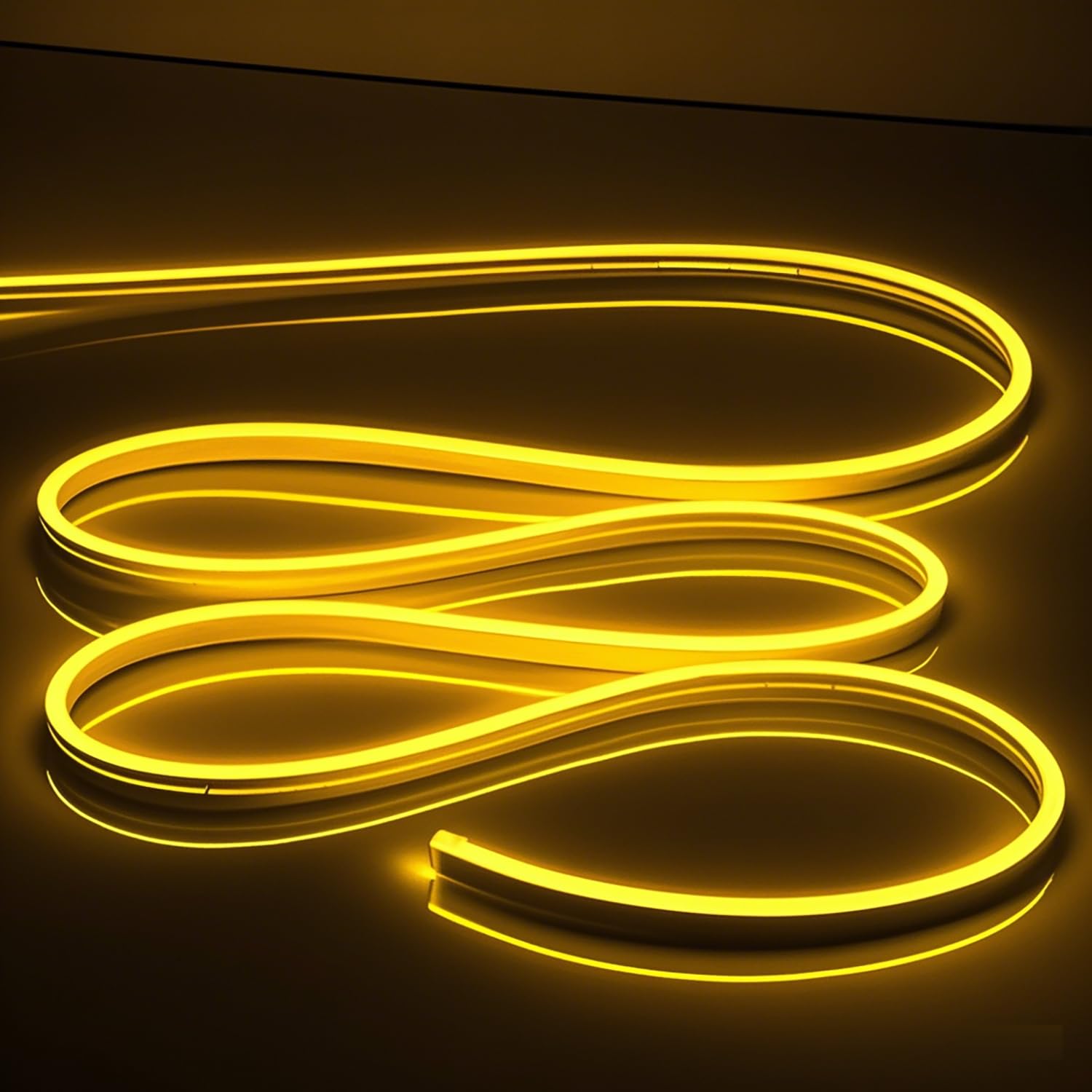 Owofydr Neon Light Strip 16.4Ft/5M- Bright  Non-Glaring & Waterproof Neon Rope Lights For Indoor & Outdoor Decor ?No Power Adapter? Yellow Neon Led Strip Lights