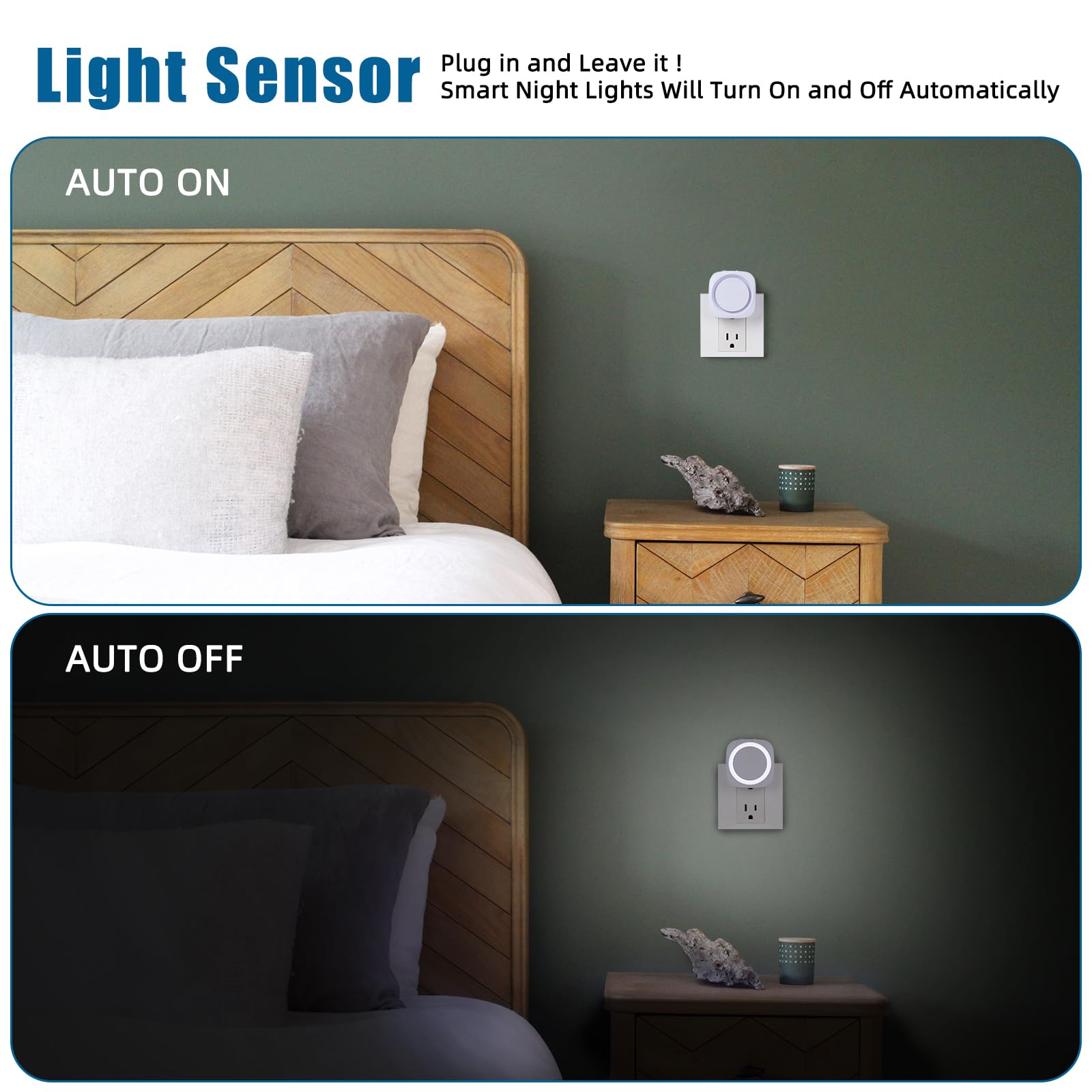 White Night Lights Plug Into Wall, 4 Packs Dimmable Night Light With Dust To Dawn Sensor, Automatically Turn On And Off, Gentle