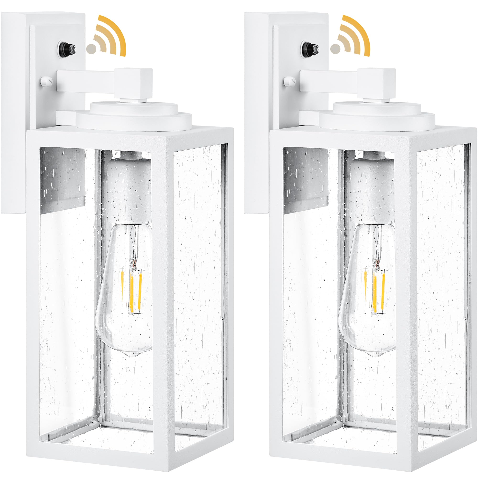 VIANIS Dusk to Dawn Outdoor Lighting, 2-Pack Large Size White Exterior Light Fixtures with Tempered Seed Glass, Waterproof Outdo