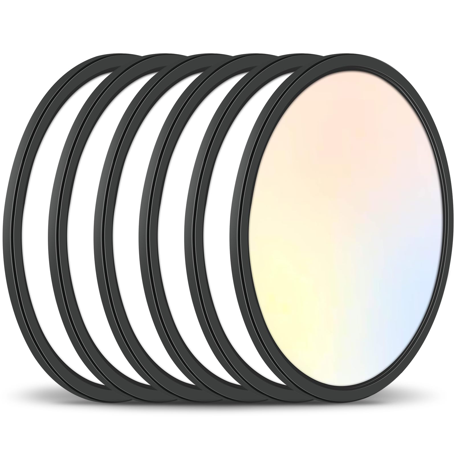 6-Pack 12Inch LED Ceiling Lights Flush Mount Black 3200LM, Dimmable Ceiling Light Fixtures, 3000K 4500K 6000K CCT, 24W Super Sli