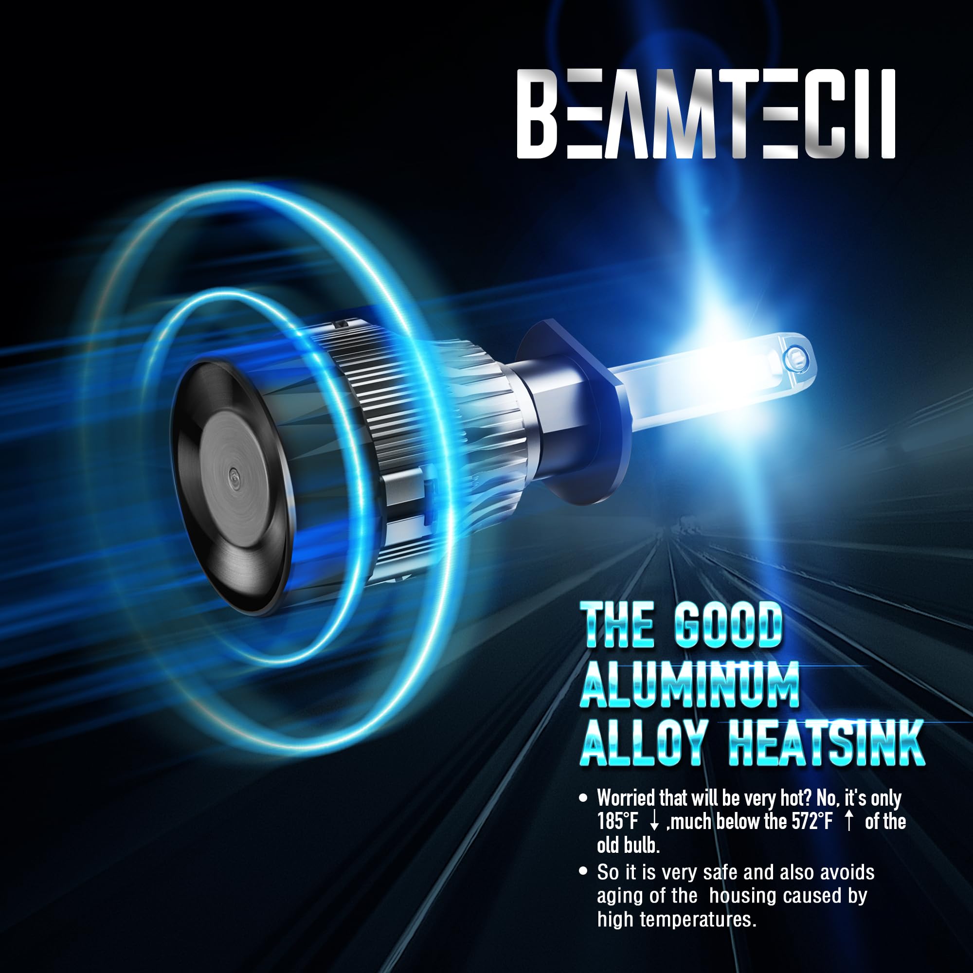 BEAMTECH H1 Fog Light Bulbs 6500K White Aluminum Small Size ATV/UTV Lighting