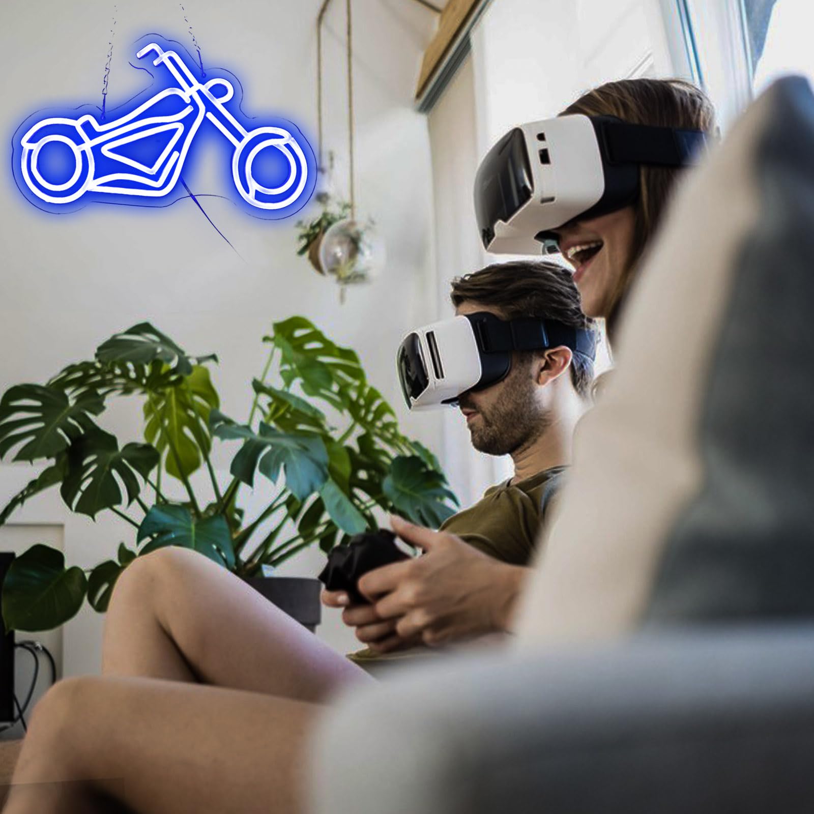 LeDigPig Motorcycle Neon Sign LED Wall Décor Light 16.8in x 10in Acrylic Motorcycle-Blue