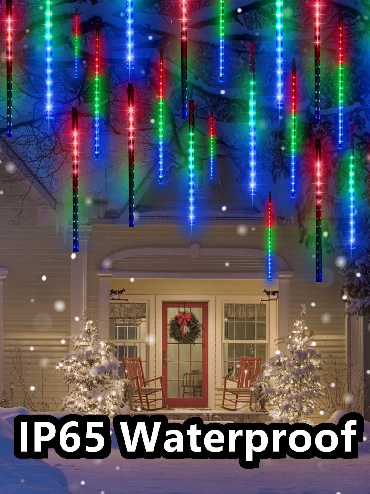 Minetom Solar Christmas Lights, 20 Tube 480 LED Meteor Shower String Lights, 12 Inch, Multicolor