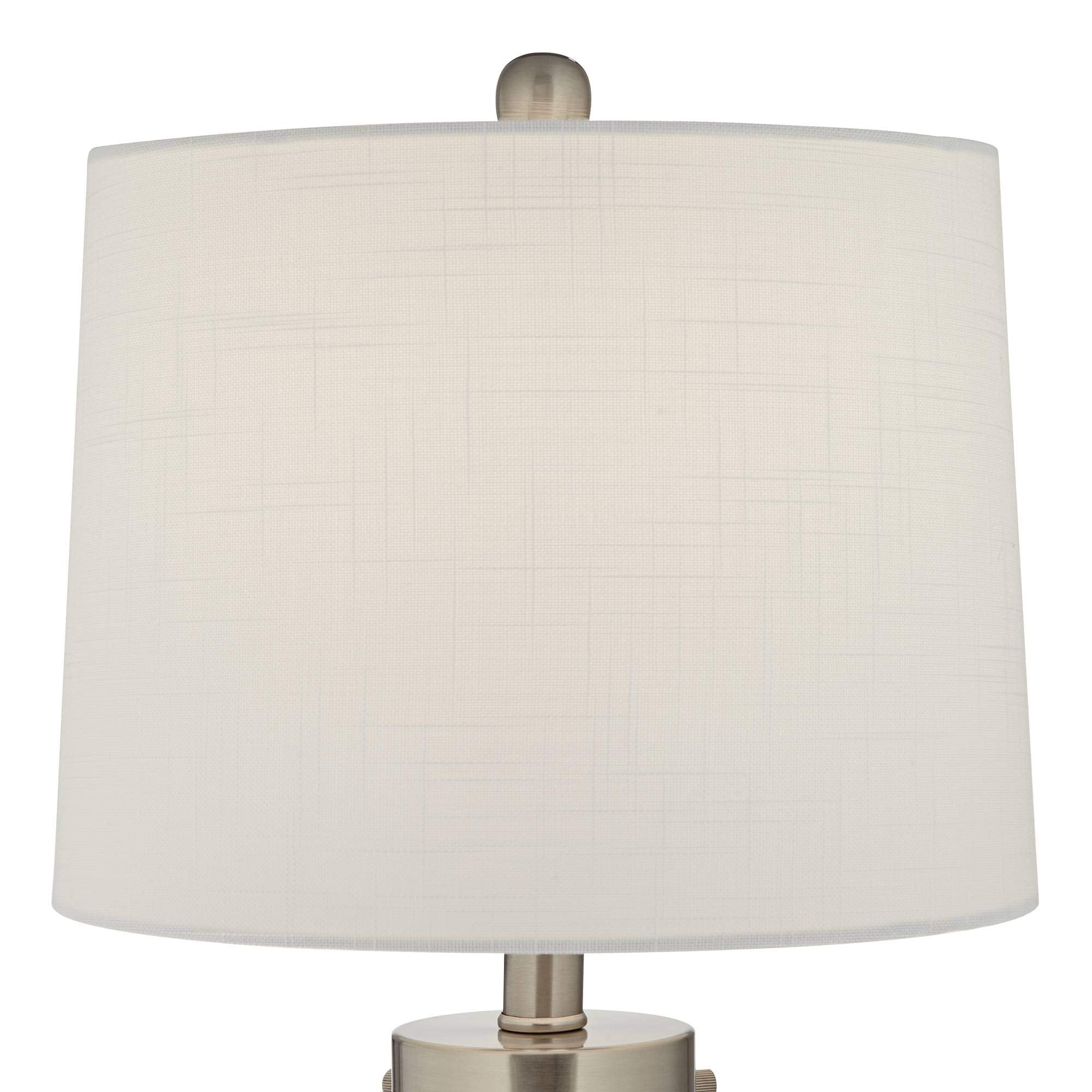 360 Lighting Coastal Accent Table Lamp, 20.5" Clear Glass, Off White Linen Shade, Model 3D618, Ideal for Living Room or Beach House