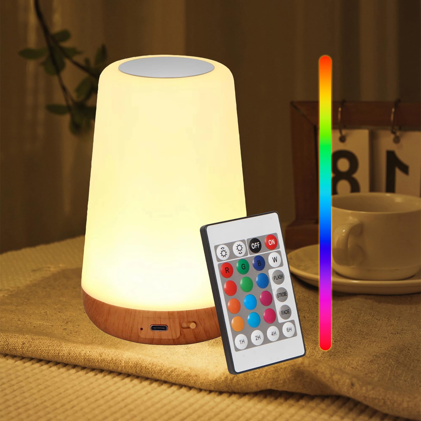 Lhyuetong Small Night Light, Led Bedside Touch Desk Light, Portable Desk Edge Light With 13 Rgb Colors, Night Light For Bedroom/