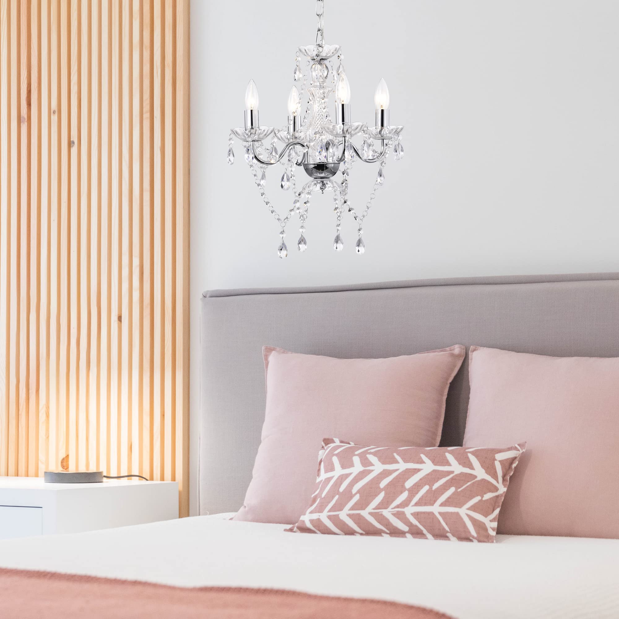 Lalula Chrome Mini Crystal Chandelier, 4-Light Candle Style For Dining Room