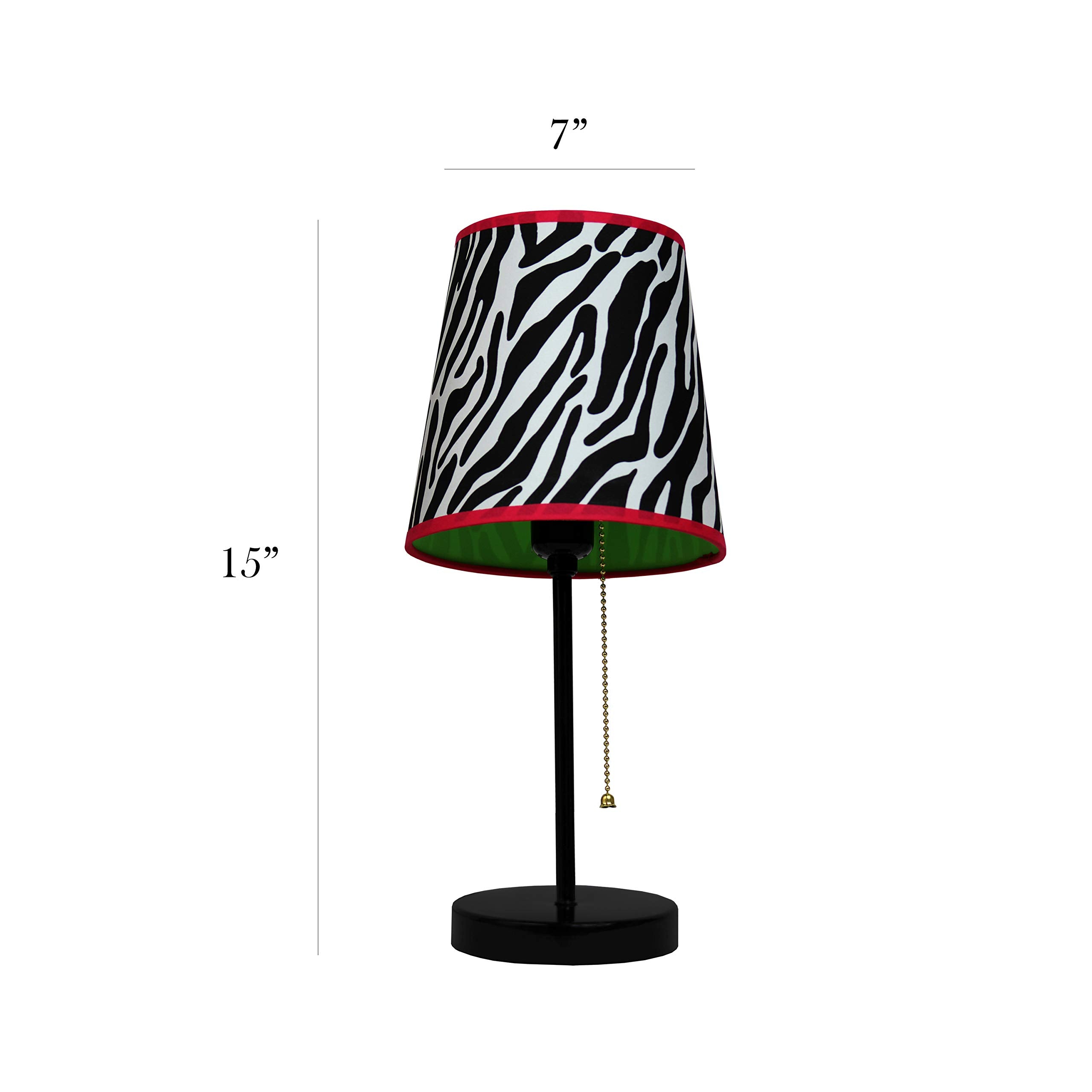 Simple Designs Lt3000-Zba Fun And Funky Zebra Print Shade Metal Table Lamp, Black