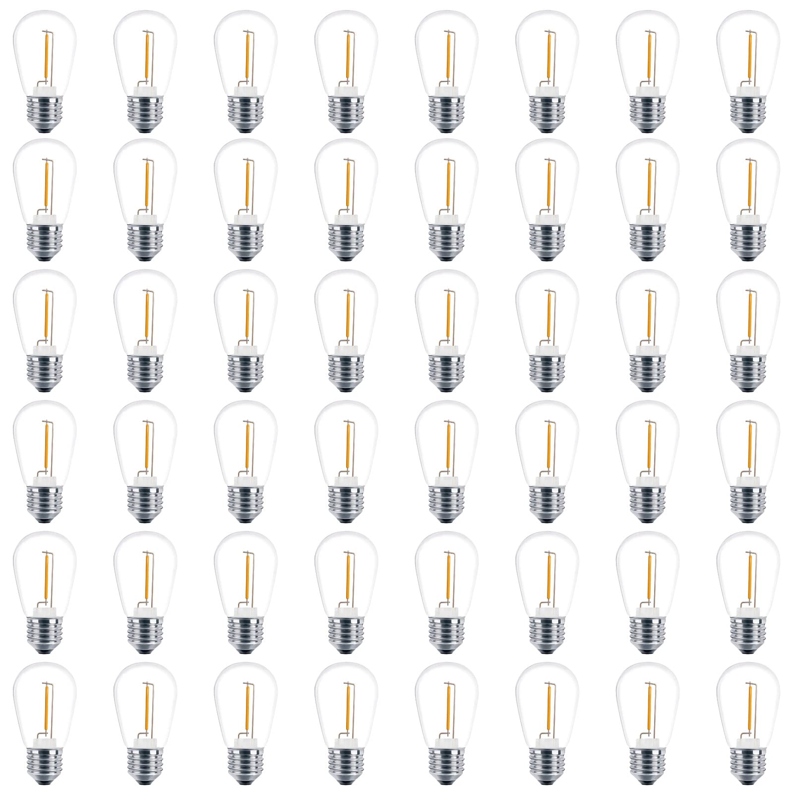 Meconard 48 Pack S14 LED String Light Bulbs, 1 Watt Shatterproof Replacement Bulbs for Patio Outdoor Sting Lights, E26 Medium Screw Base, Warm White 2200K, Non-Dimmable