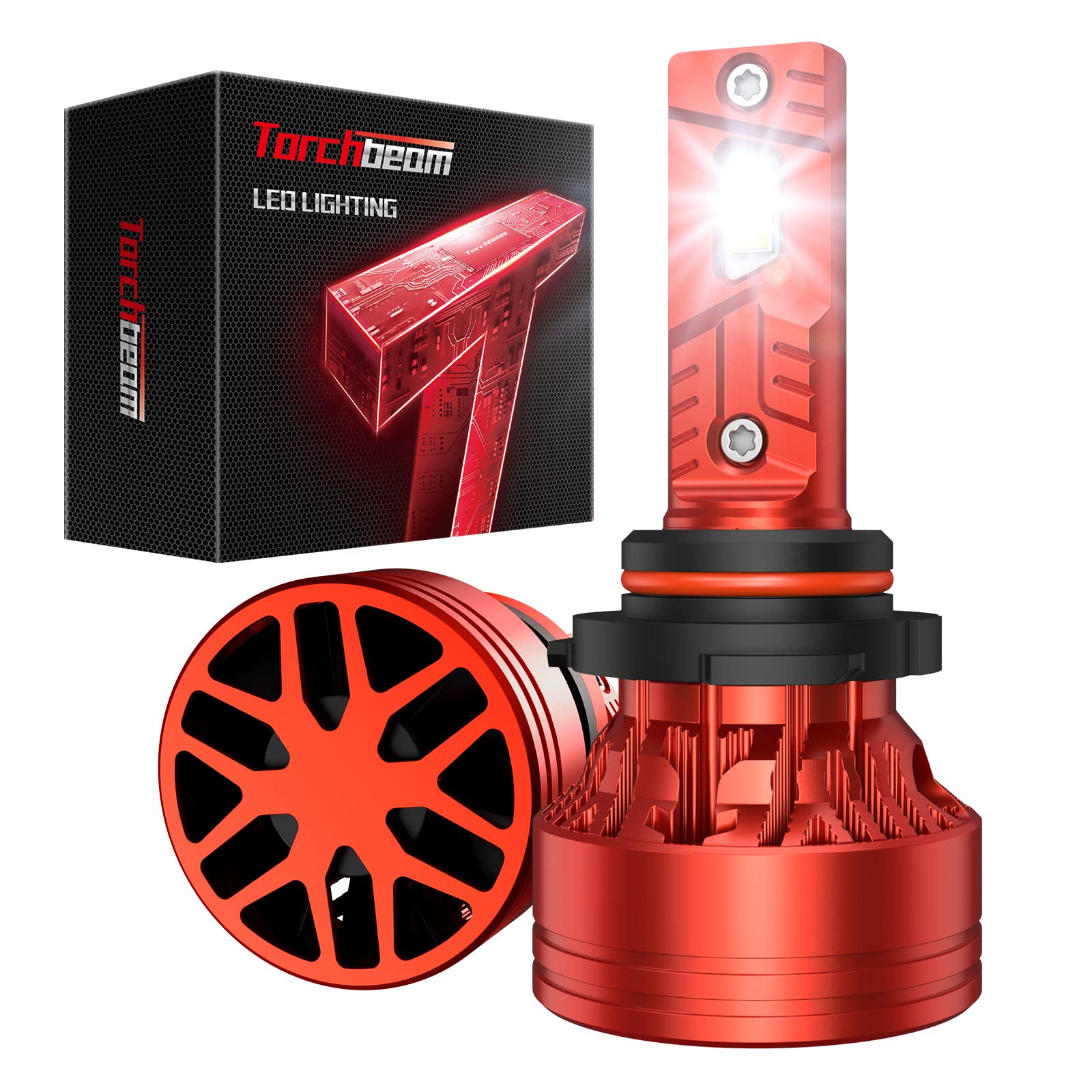 Torchbeam 9005/Hb3 Led Bulbs 130W 33000Lm, 900% Ultra Brightness,60000Hrs Lifespan,6500K Cool White 9005 Led Bulb, Plug And Play Halogen Replacement Kit, Pack Of 2