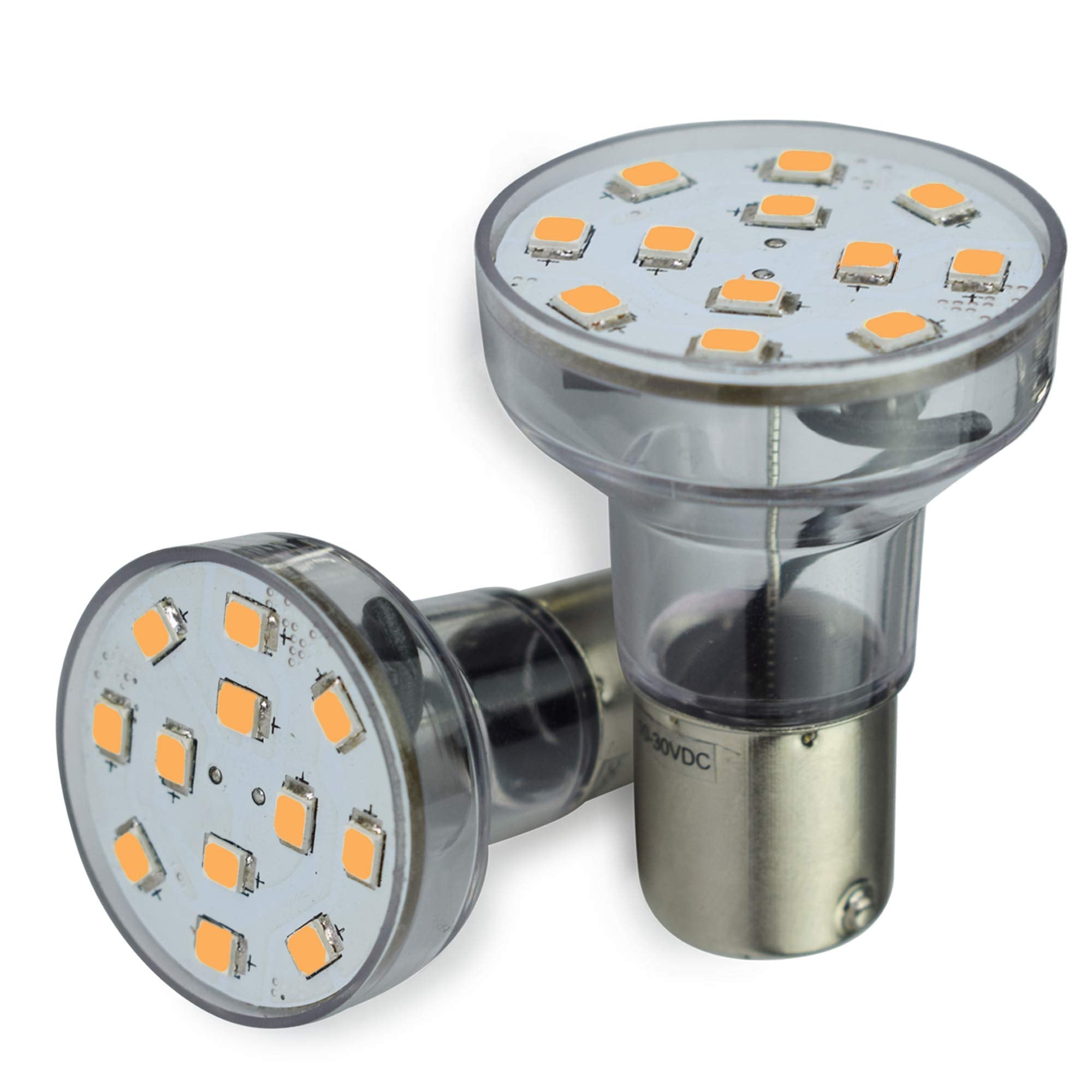Leisure Led Rv Trailer Motorhome Led Spot Light 1156 1139 1141 1383 Led Bulb 2 Watt 275 Lumen Ww 10-30Volt 12Volt Long Neck (Warm White 3500K, 2-Pack Long Neck)