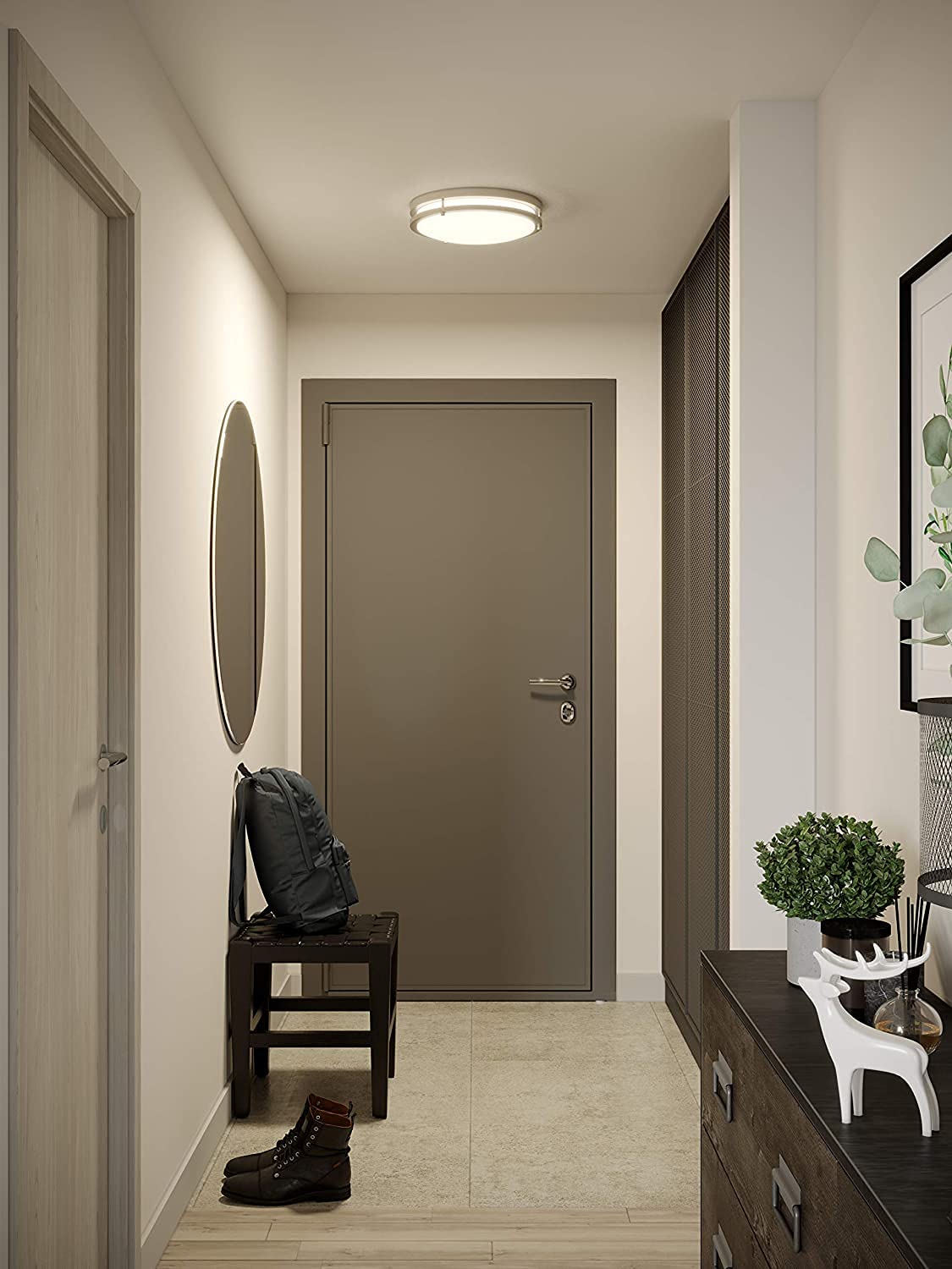 Good Earth Lighting Jordan 14-Inch Led Flush Mount - Satin Nickel, Dimmable, 1700 Lumen, 3000K, 50,000 Hour Rated Lamp Life