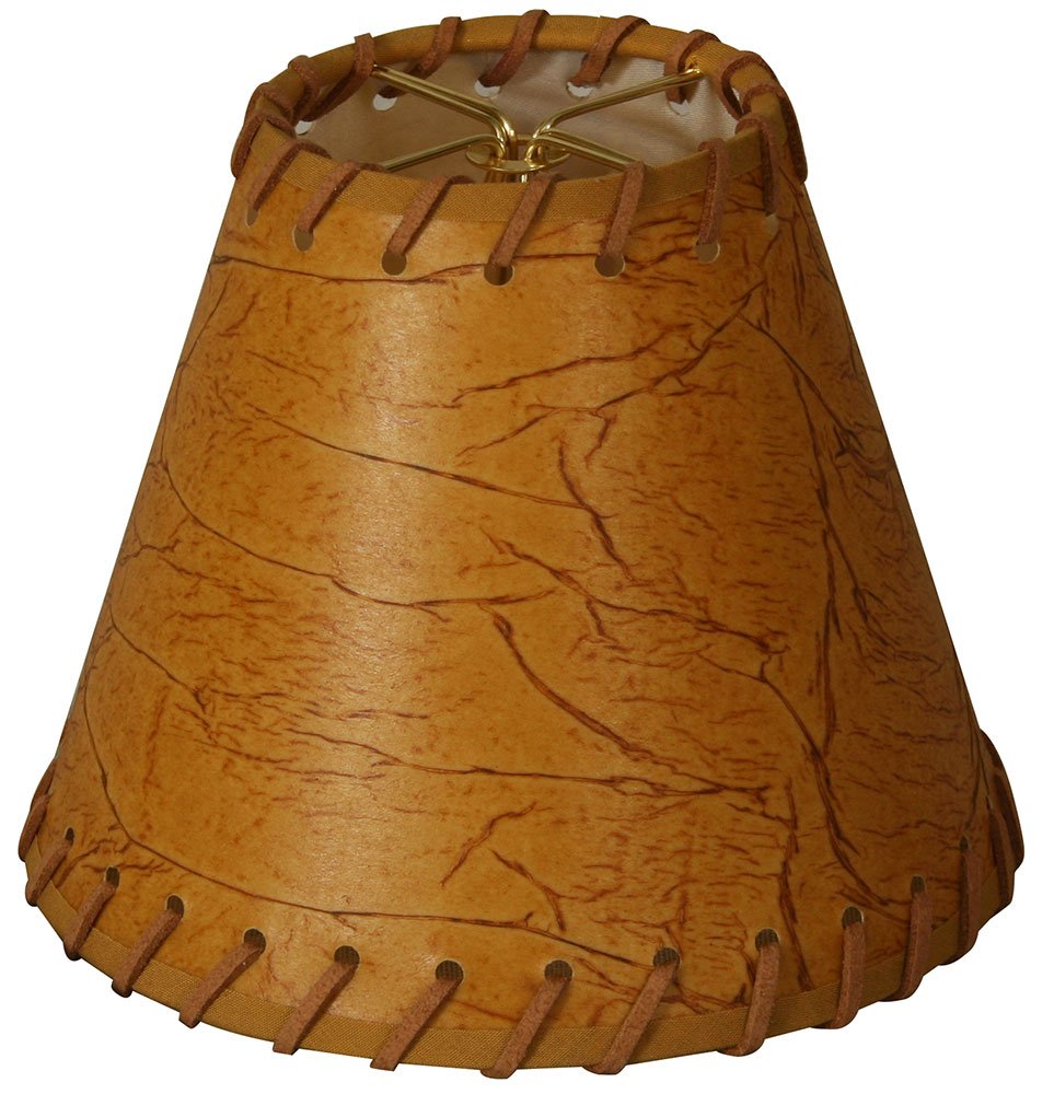 Royal Designs, Inc. Round Faux 2 Tone Leather Chandelier Basic Shade CS-970-6, Dark Brown, 3 x 6 x 5