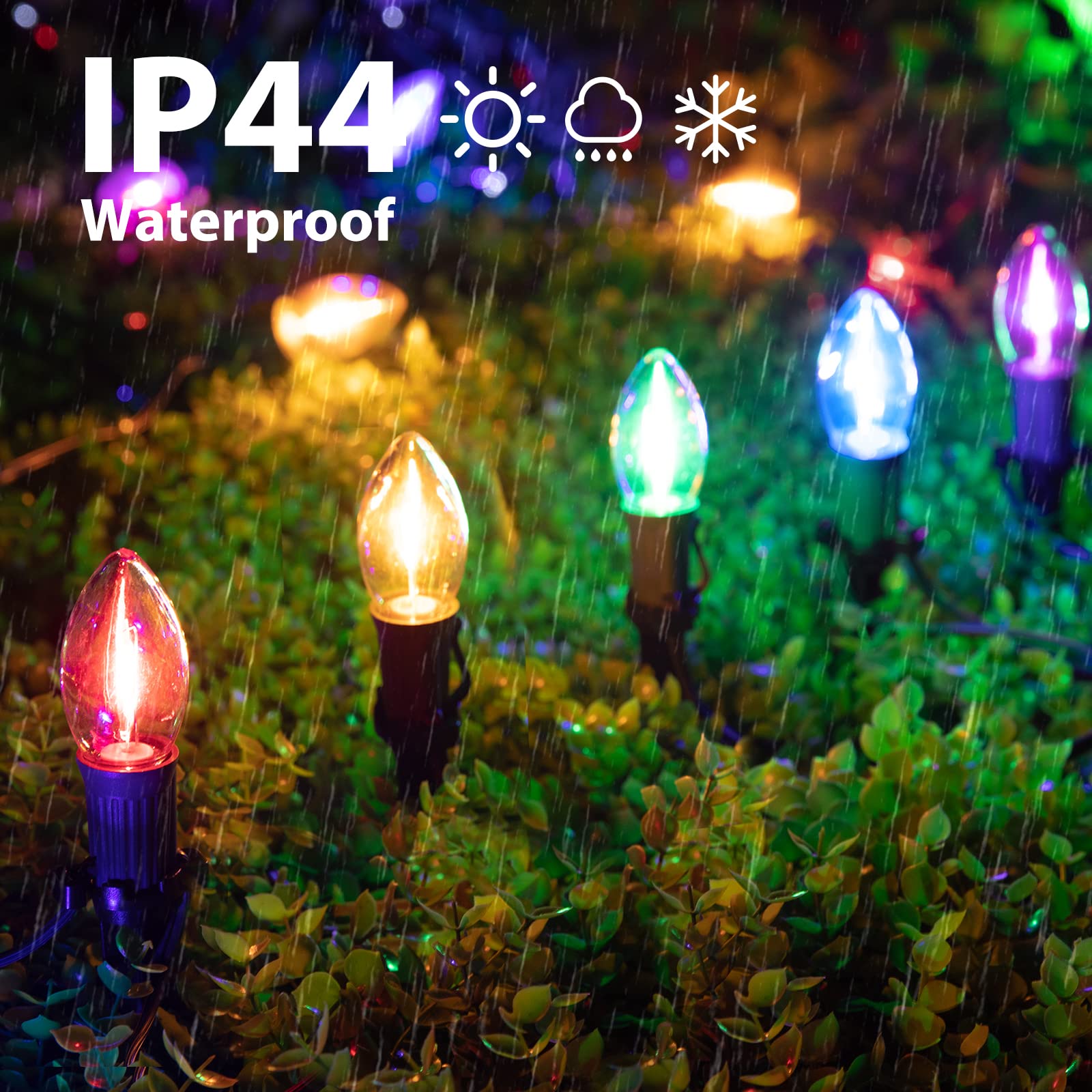 Brightown C9 Christmas String Lights - 20 LED Outdoor Pathway Lights, 25.7Ft, Multicolor, Waterproof, Model GY-C-50.6-U-B1
