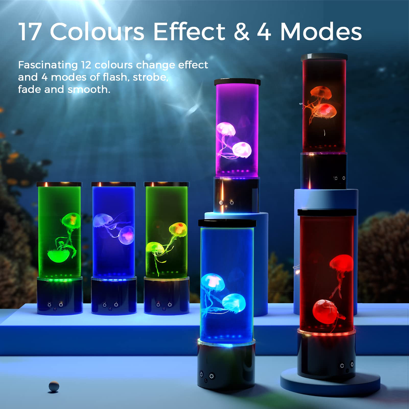 Aonesy Jellyfish Lamp, 17 Color Changing Jelly Fish Light Mood Lamps For Home Office Room Desktop Decoration, Jellyfish Aquarium