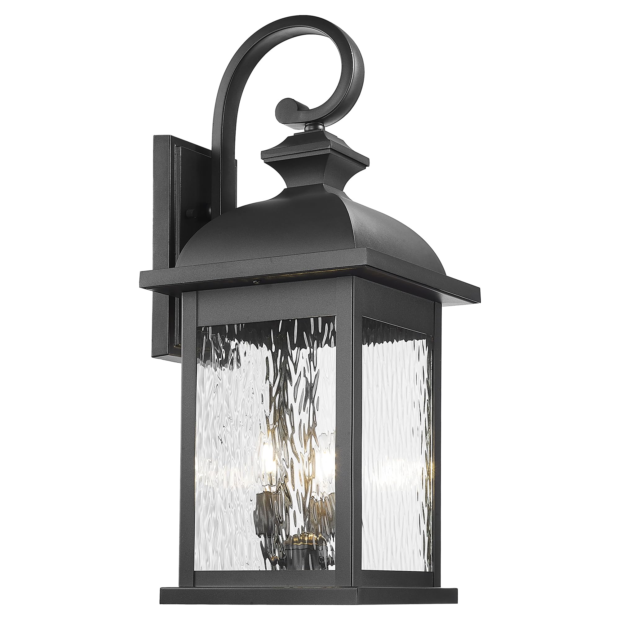 FEMILA 26'' Outdoor Wall Light, Large Exterior Wall Lantern with Water Ripple Glass, 3-Light Outdoor Wall Light Fixtures for Ent