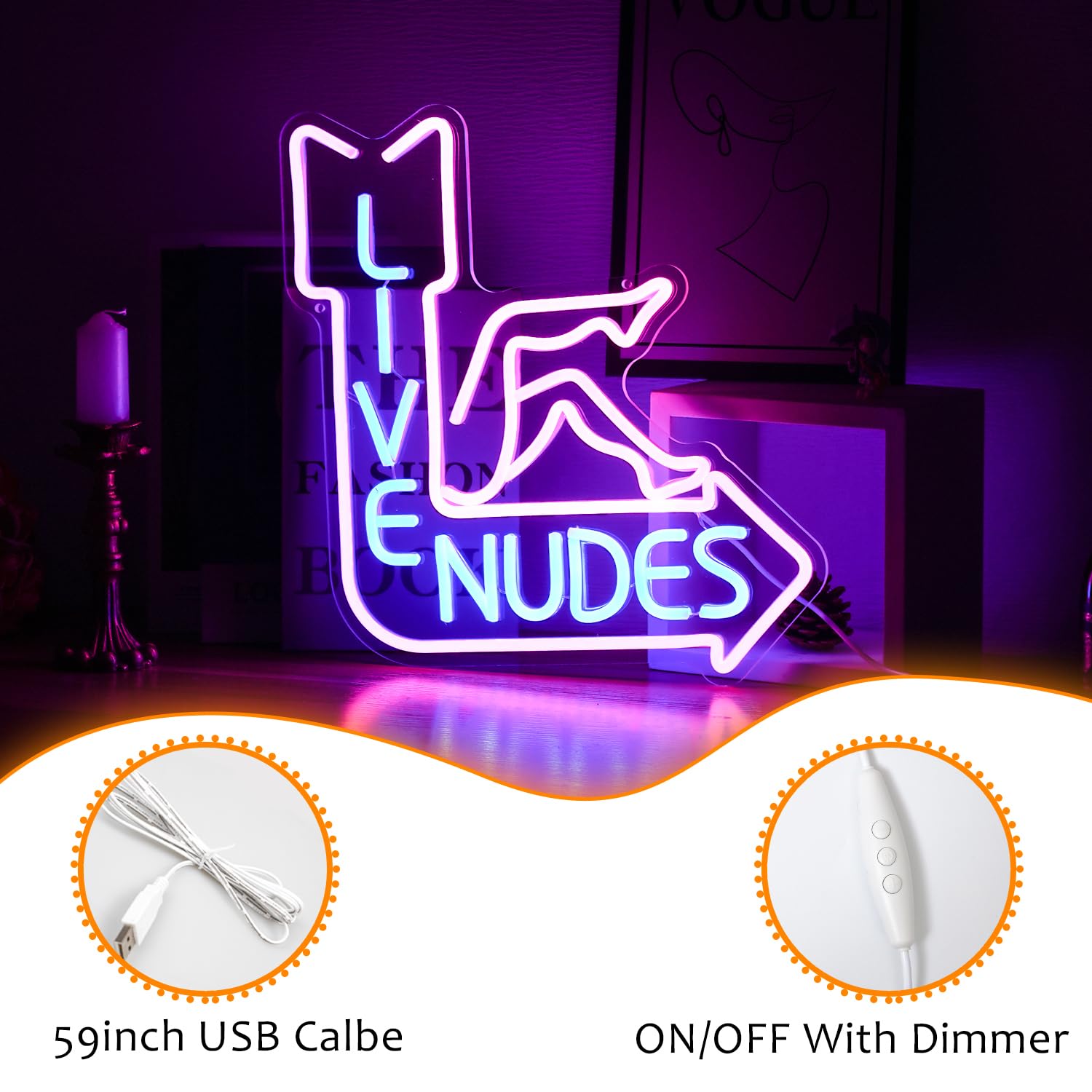 LISIGNVE LED Neon Sign - Live  s Wall Decor, Dimmable, USB Powered, Acrylic, Pink & Blue