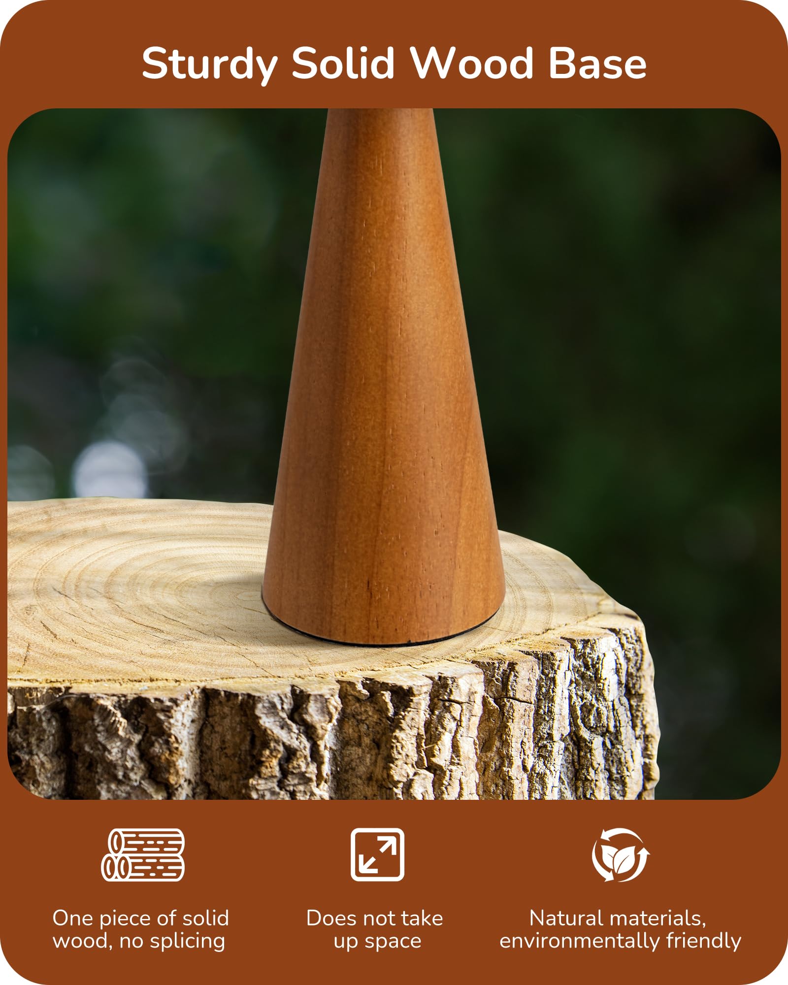 Edishine 13.58'' Small Table Lamp, Wooden Bedside Lamp With Beige Linen Lampshade, Space-Saving Nightstand Lamp For Nursery Kids