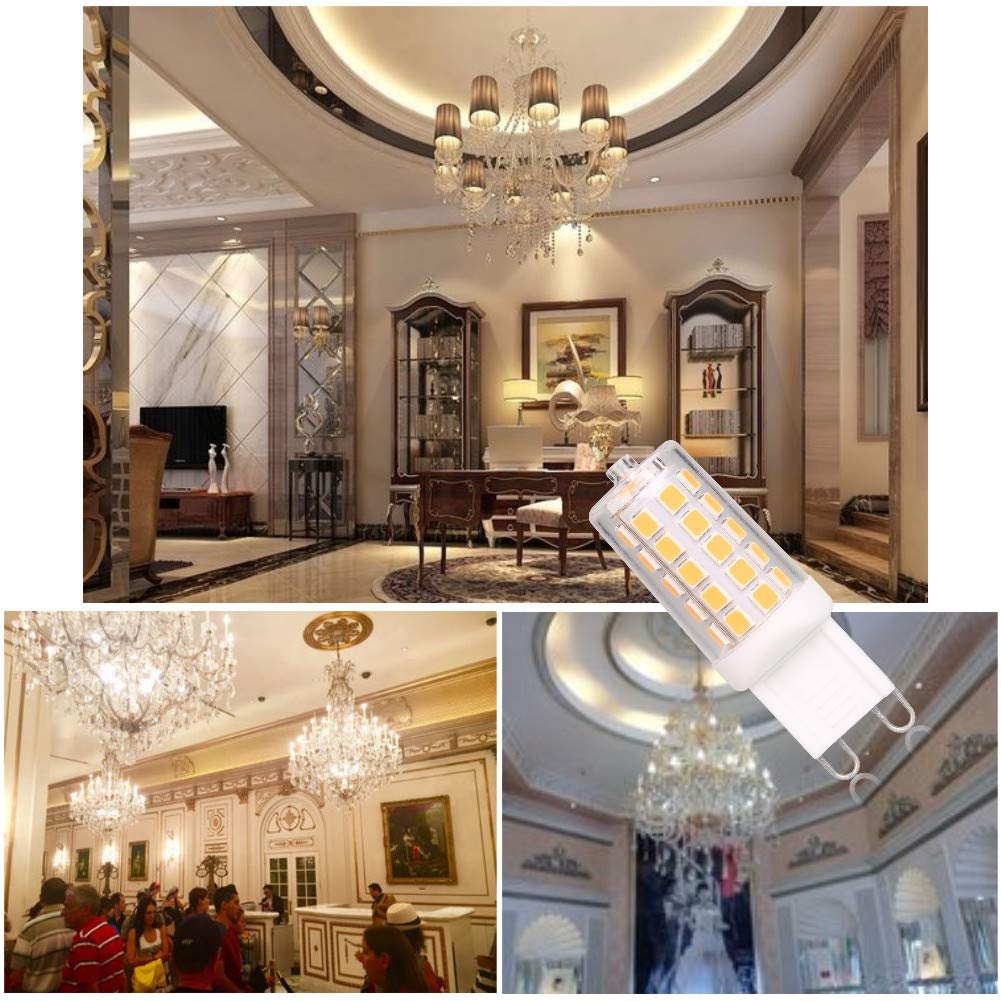 Baoming G9 Led Bulb 4W, 40 Watt T4 G9 Base Halogen Equivalent, 2700K Soft Warm White, 120V No-Flicker, Chandelier Lighting Non-D