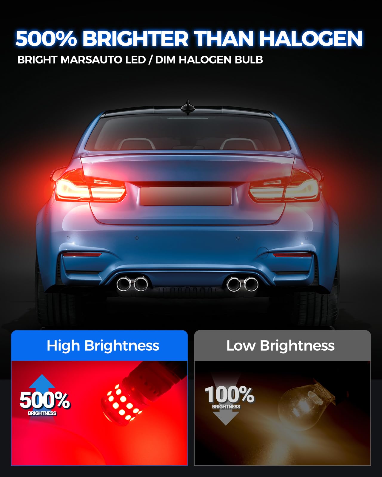 Marsauto 3157 LED Light Bulbs, 27-SMD Red, 500% Brighter, Projector Design, Pack of 2