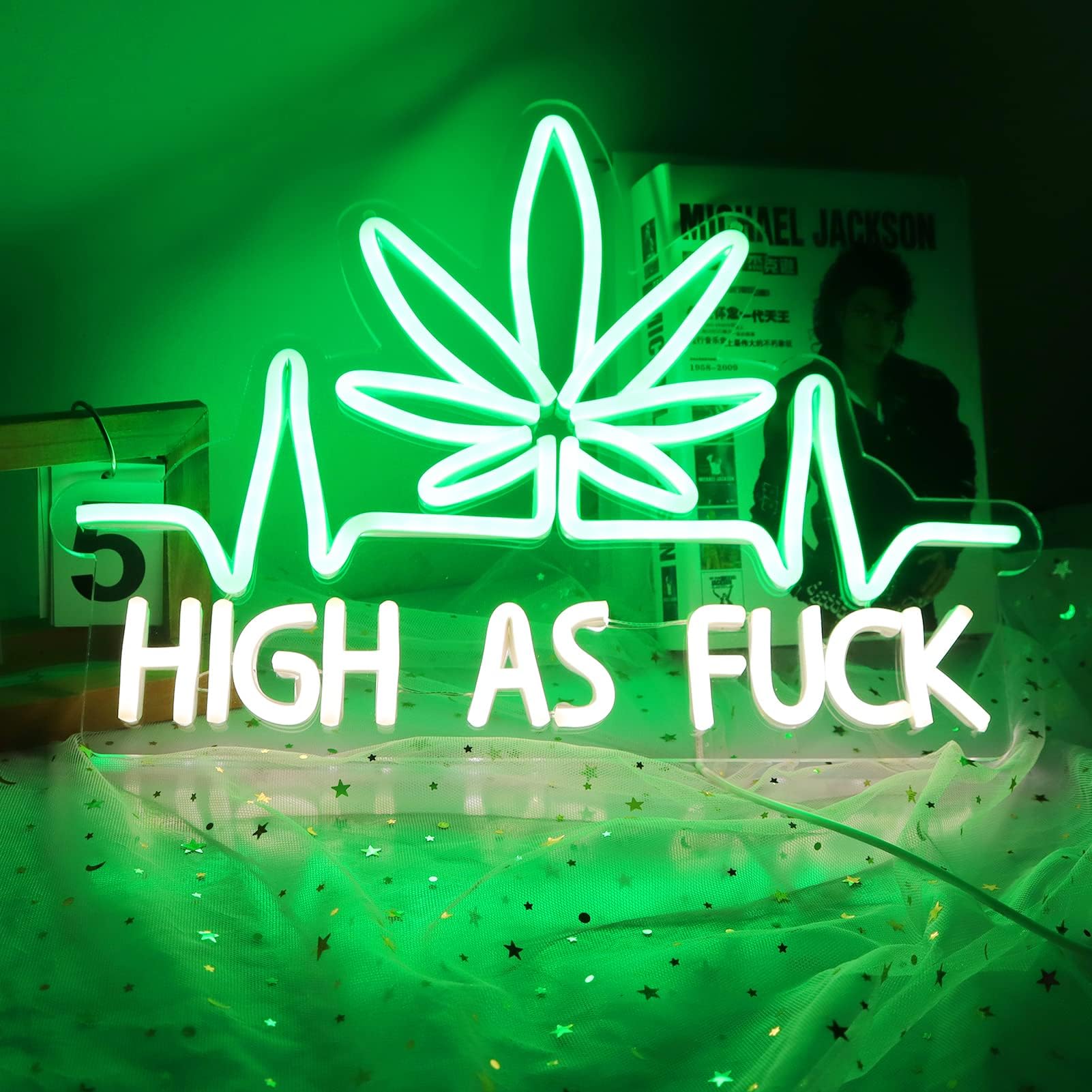 JFLLamp LED Neon Sign Wall Decor - Leaf Design, USB Powered, Dimmable, 16x12 Inch, Ideal for Bedroom, Living Room, and Parties