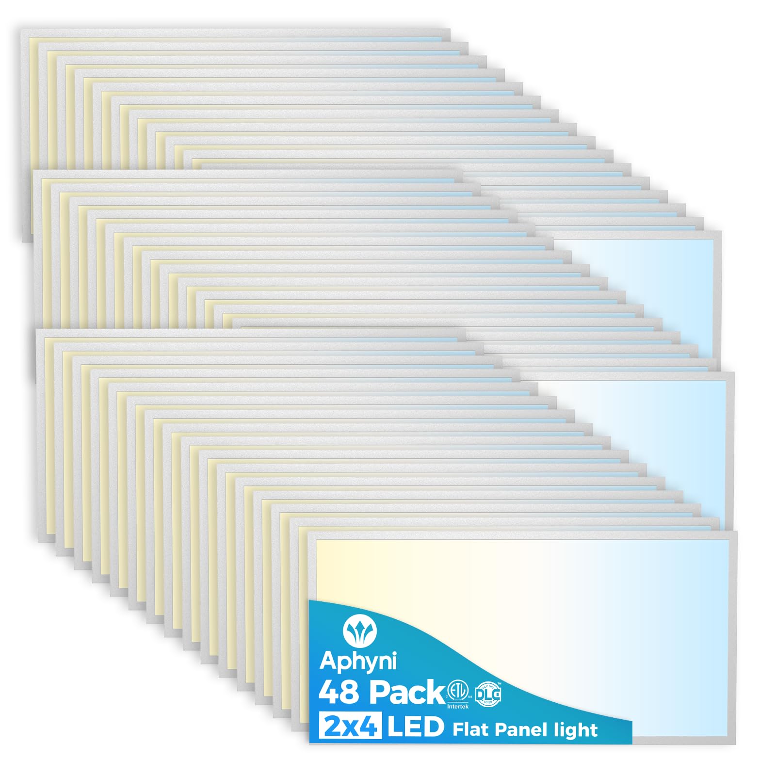 Aphyni 48Pack 2X4 Led Flat Panel Light 50W, 6600Lm Drop Ceiling Light Fixture, Selectable Color Temperature 4000K/5000K/6000K, 5