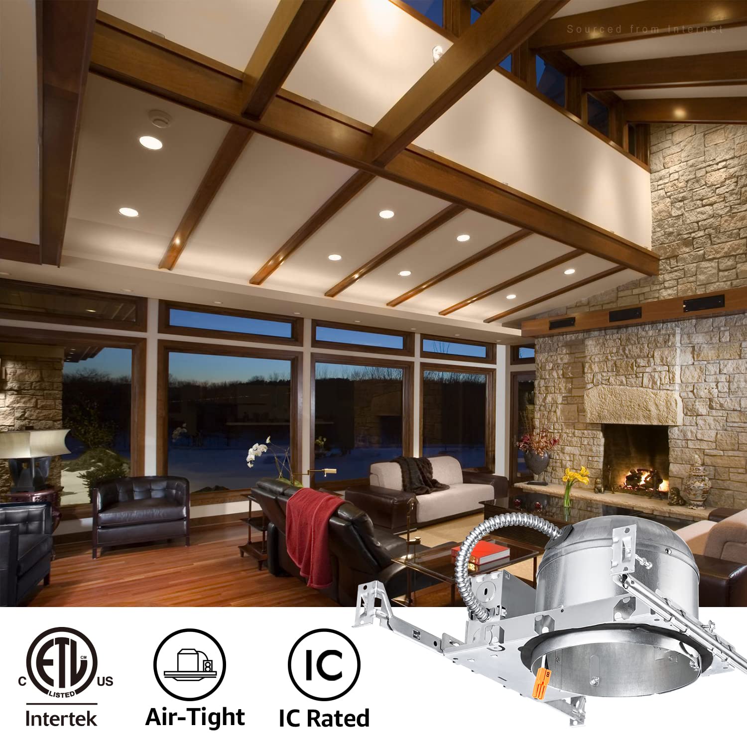 TORCHSTAR 6 Inch Shallow Recessed Lighting Housing, IC Rated, Air Tight, ETL Listed, Metal, Model XO1NCRH-6TP24-S-8P,