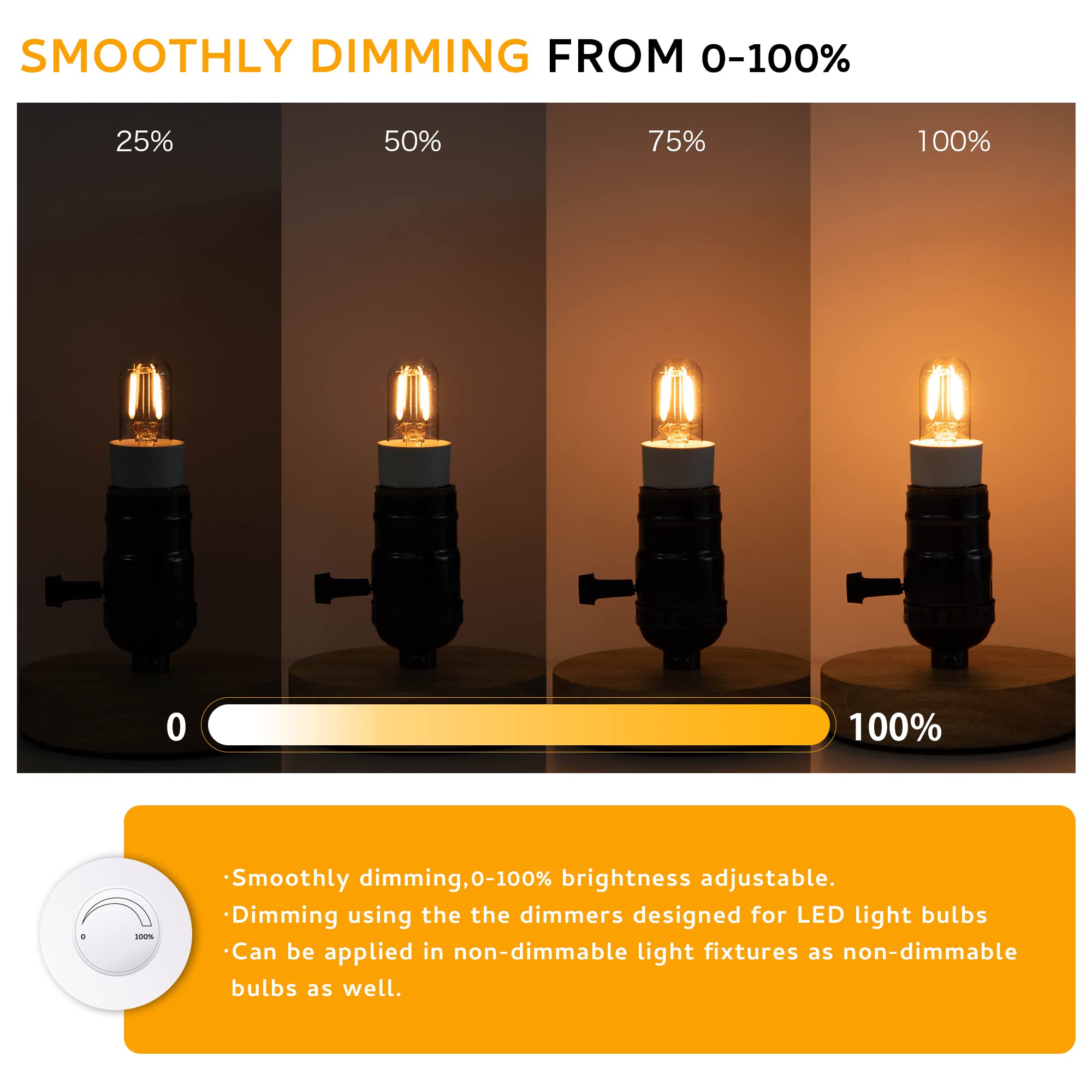 Sphoon Dimmable E12 Night Light Bulb 15W 20W Equivalent, T20 Salt Lamp Bulb, Mini Led Candelabra Bulb For Microwave Oven Refrige