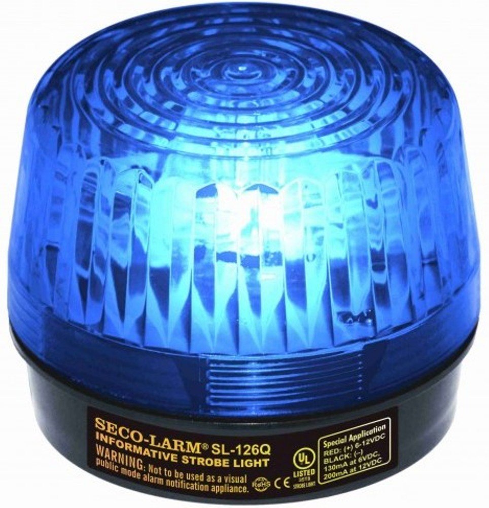 Seco-Larm Blue Strobe Light, 6-24V, Abs, No Damage From Incorrect Polarity, General Signaling