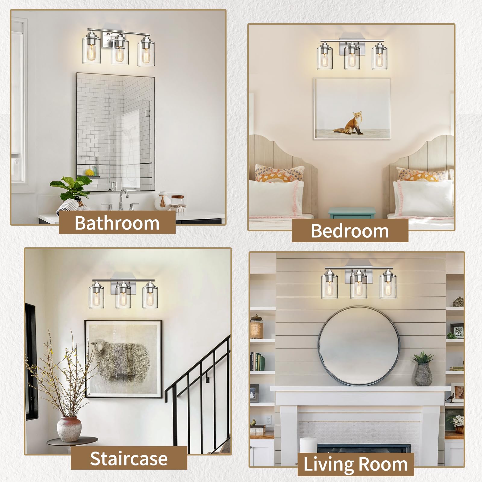 Bathroom Vanity Light Over Mirror,Vanity Light For Bathroom,Bathroom Light Fixture Wall Sconce Lighting For Bedroom,Living Room (Nickel, 3-Light)