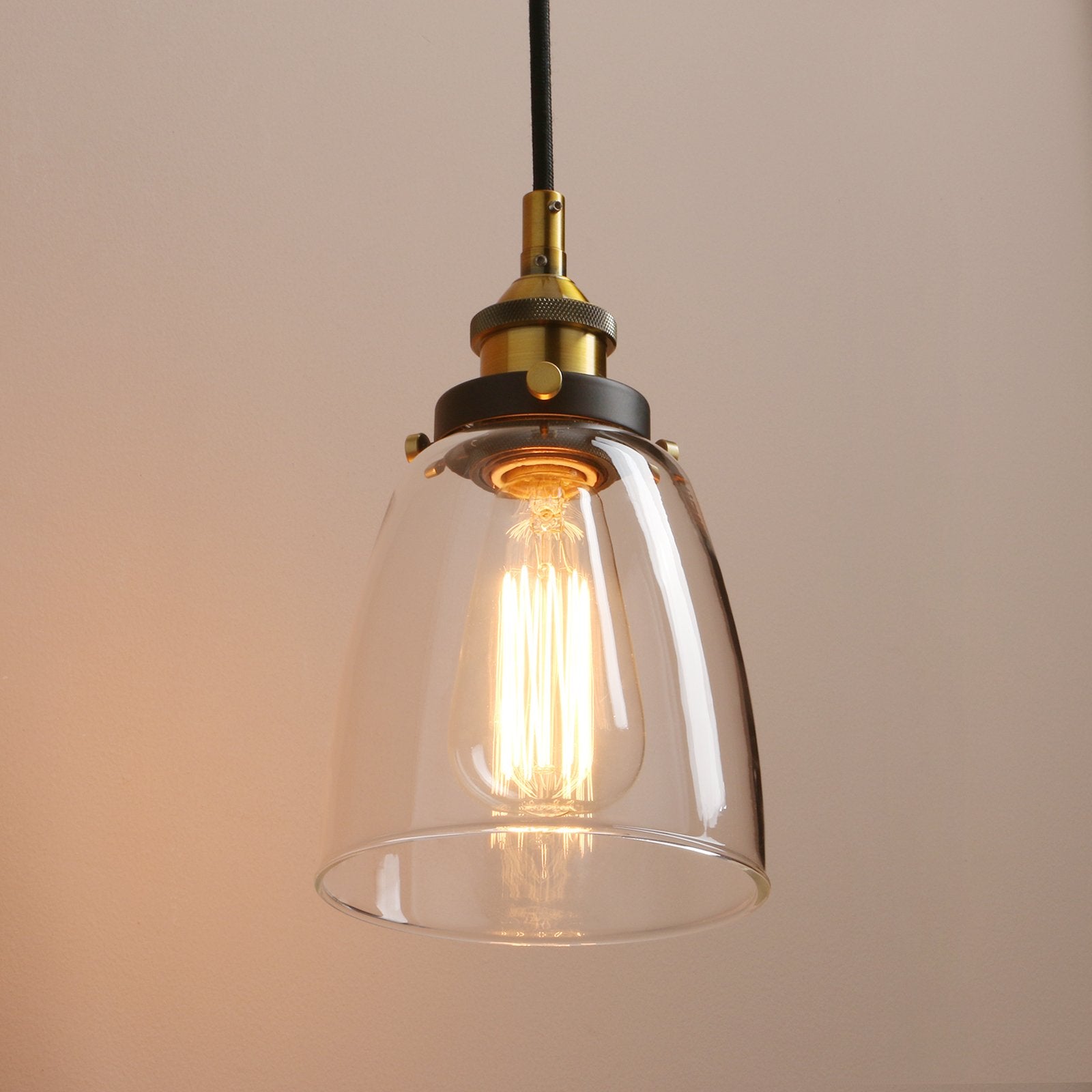 Pathson Retro Pendant Light, Industrial Hanging Lamp, Adjustable Clear Glass, Antique Metal, Model Yt030-D