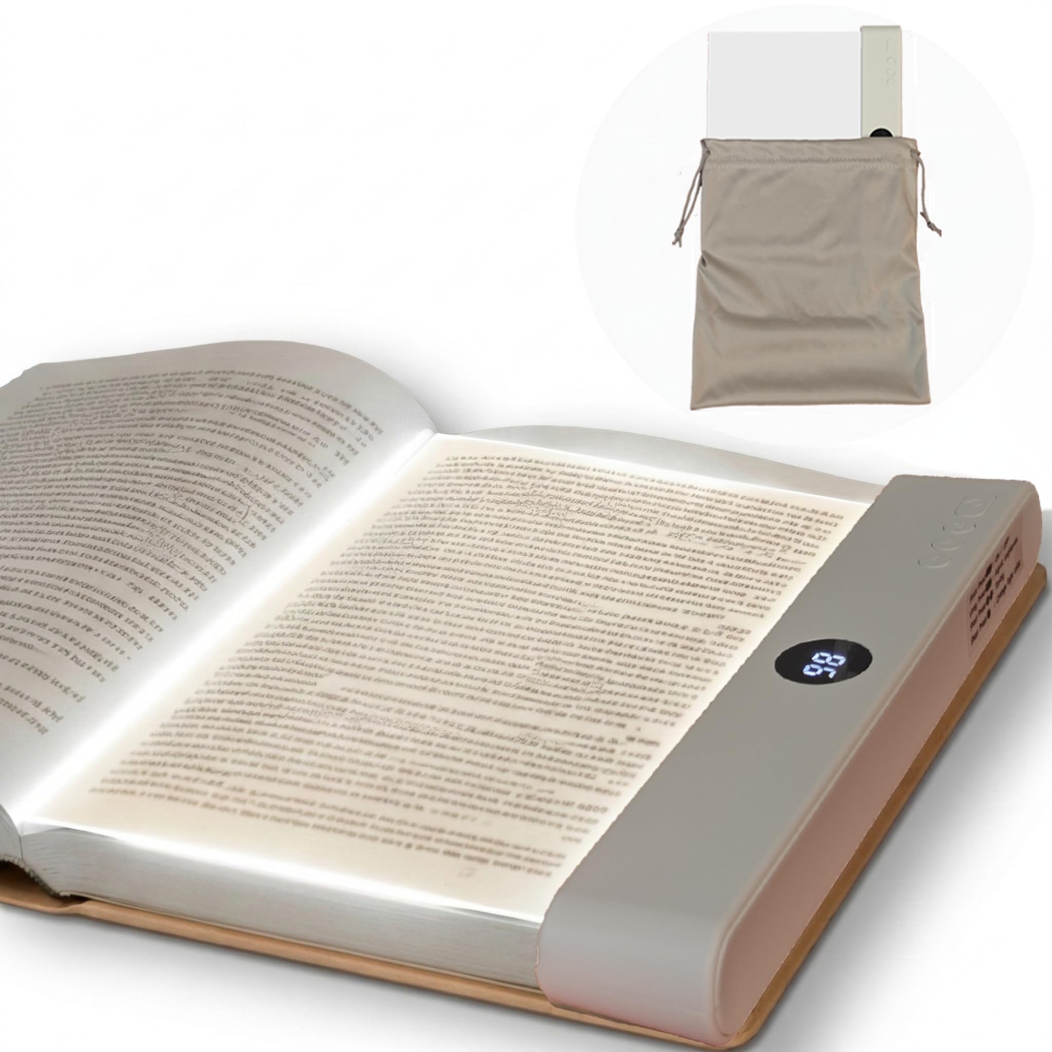 Faluricent Book Light for Reading in Bed at Night, Rechargeable Flat Book Light with 3 Color Modes & Timer, Dimmable Full Page L