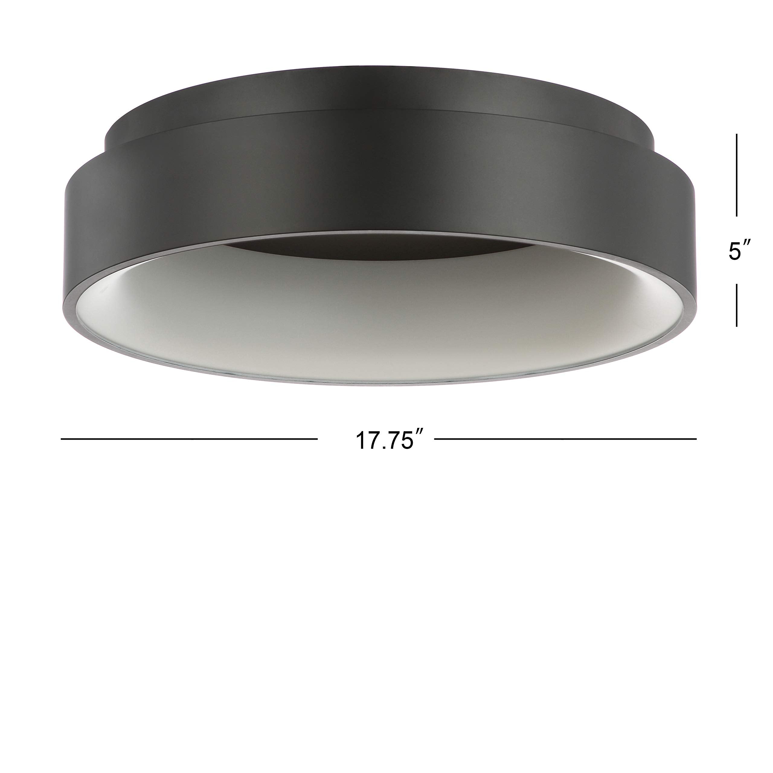 JONATHAN Y JYL7206B LED Flush Mount Light, Dimmable, 3000K Warm Light, 17.7 in, Black, Metal