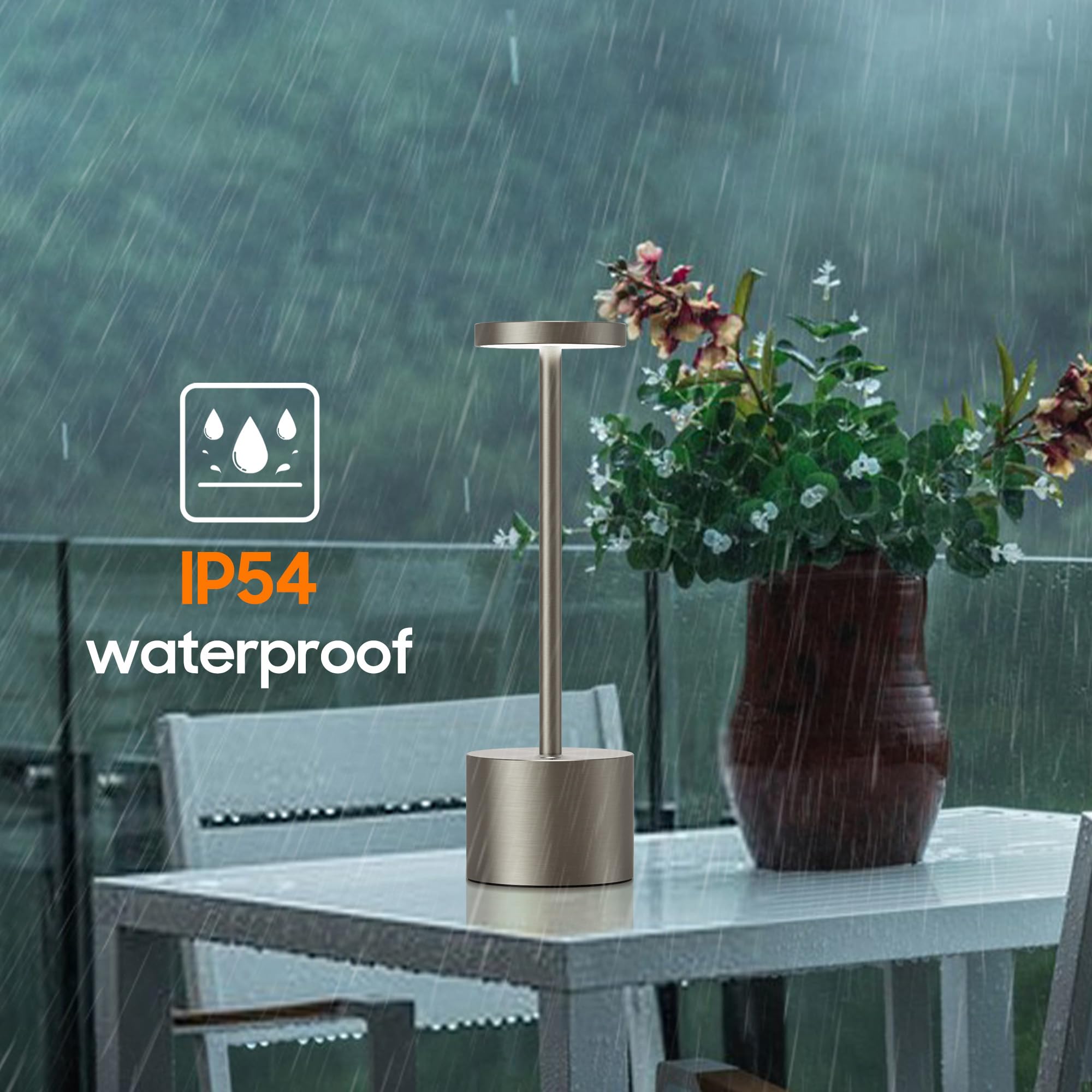 YIBEN Cordless Table Lamp, Rechargeable LED Battery 6000mAh Metal USB Portable Powered Desk Lamp, 3 Levels Brightness Light for