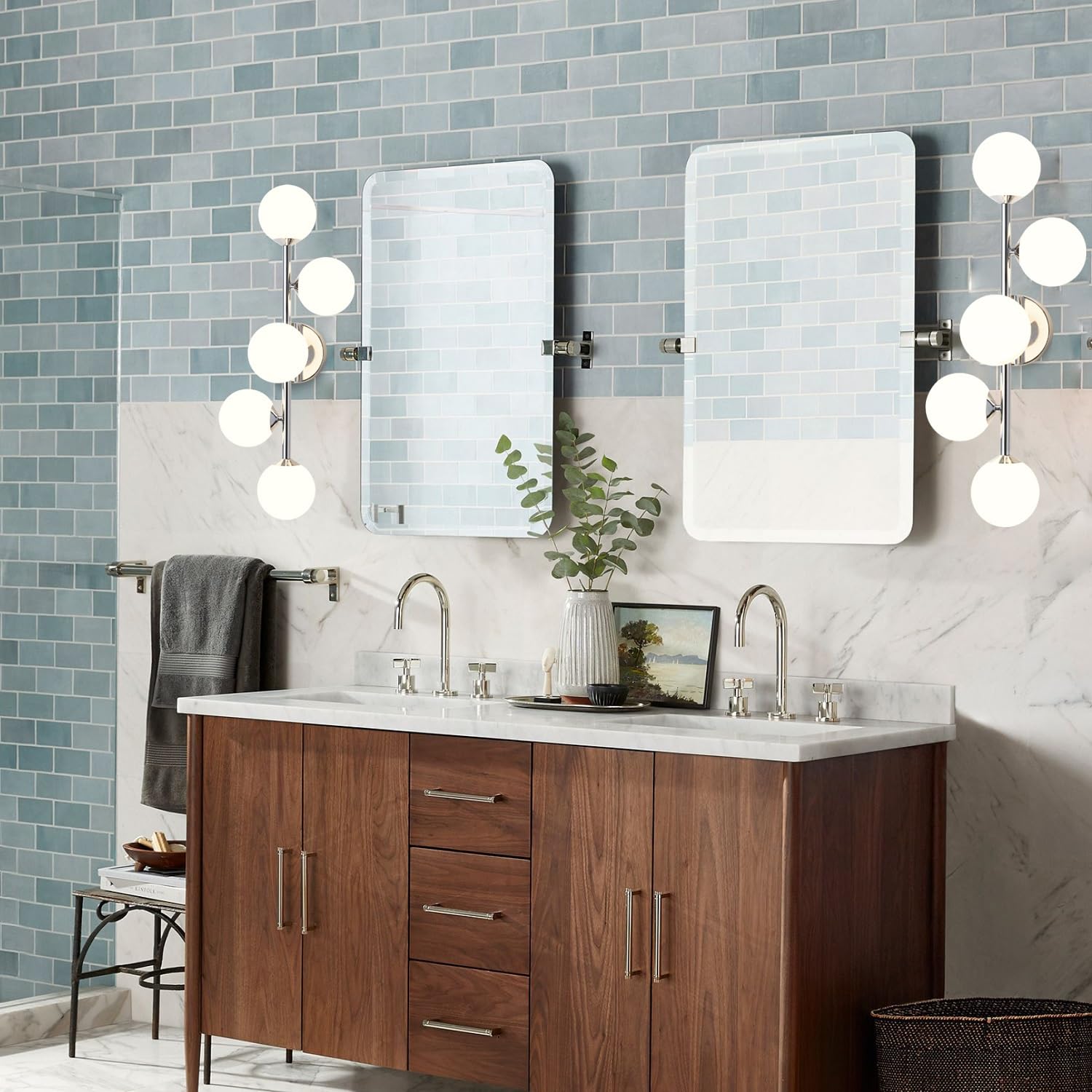 ArtMoonlight 5-Light Bathroom Vanity Lights, Dimmable LED, Chrome Finish, Frosted Glass, Model 012L3000WARM