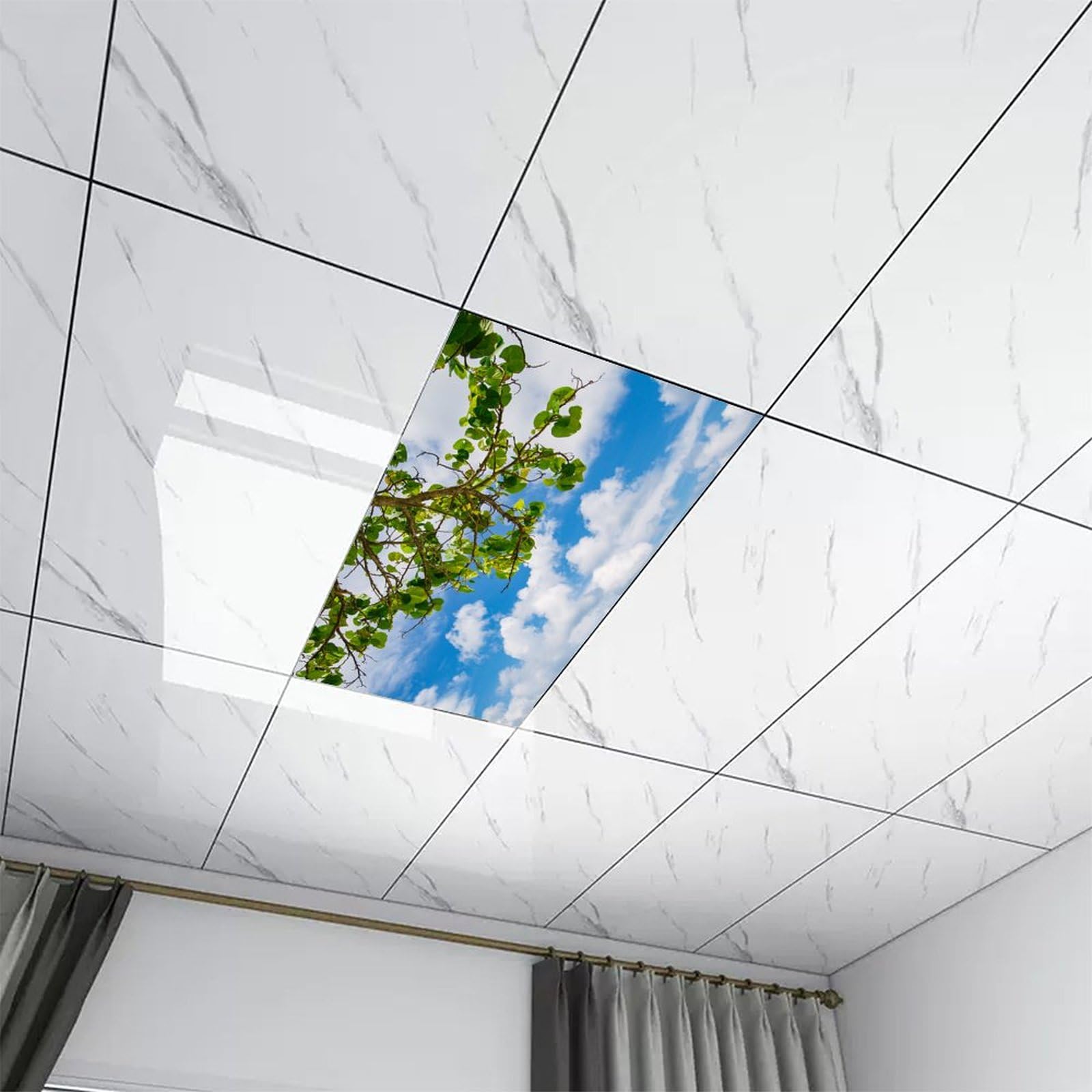 Fluorescent Light Covers For Classroom Ceiling Lights Magnetic Light Covers Fluorescent Light Filters For School Home Office Drop Ceiling Lamp Decor Light Filters 4X2Feet(Cloud)
