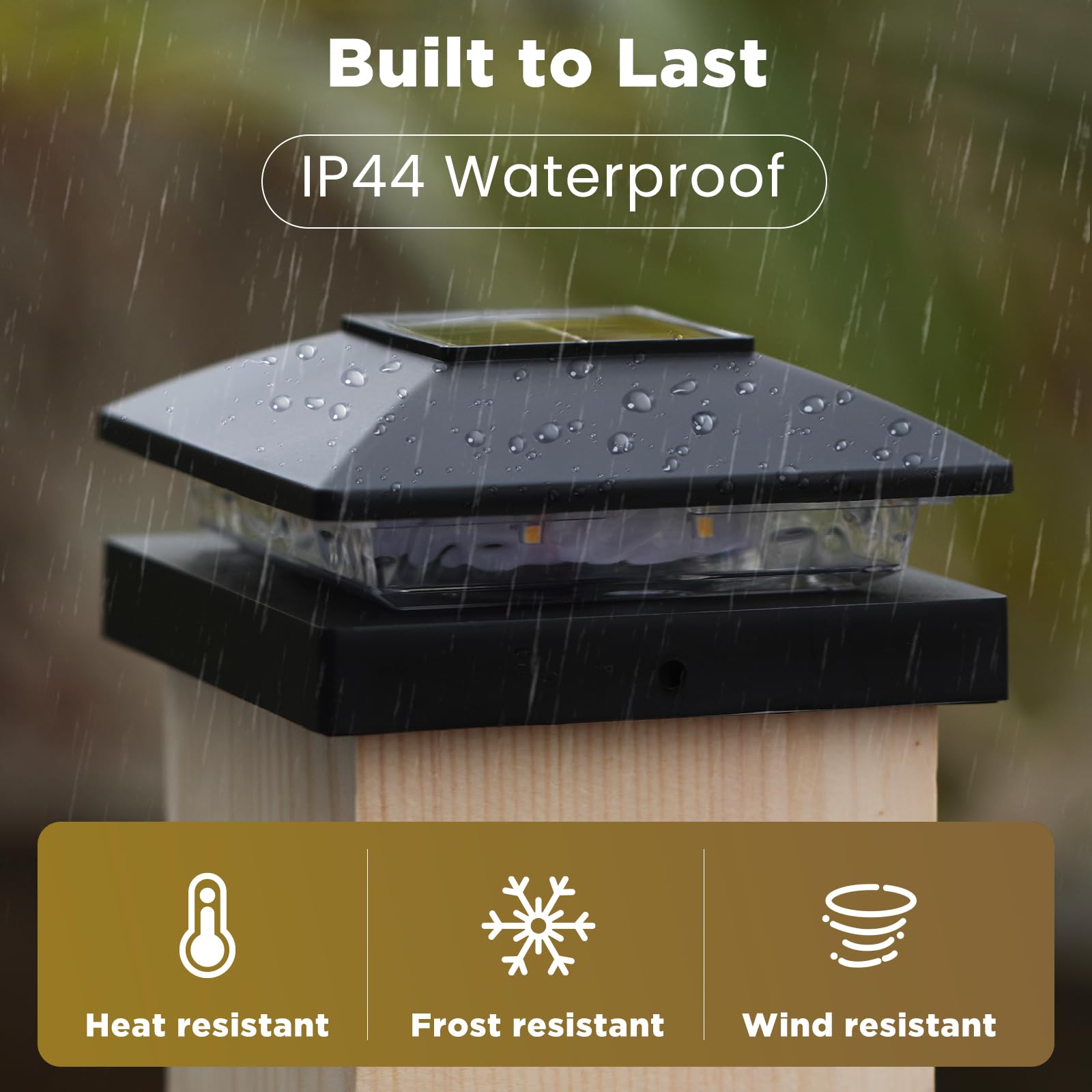 Solar Post Cap Lights Outdoor 8Pack, Black Waterproof Solar Powered Deck Fence Post Lights Fit 4X4 Wood/Vinyl Posts, Bright Warm