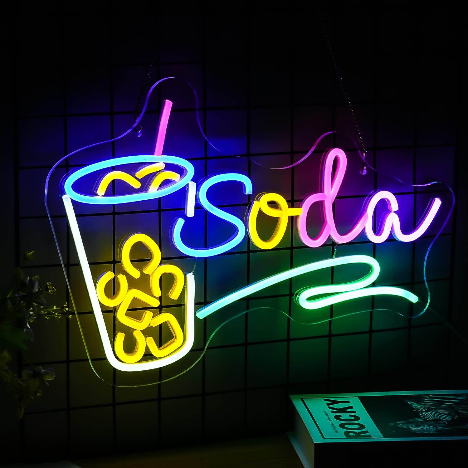 LISIGNVE LED Neon Light Sign - Dimmable Cocktails Wall Decoration, 16.7inx11.8in, Multi Color, Acrylic and PVC for Bar, Kitchen, Man Cave