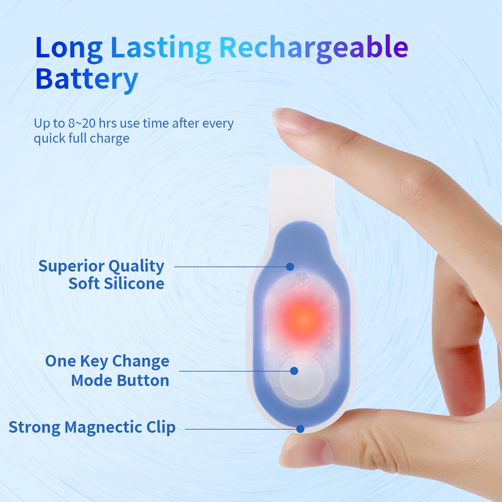 BIRKINHOME Rechargeable Nurse Light Clip-On Flashlight, Lightweight, Blue, Model TA006-L2-BKAA-CZ for Night Shift and Emergency Use