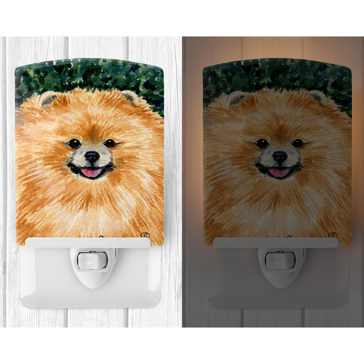 Caroline'S Treasures Ss8725Cnl Pomeranian Ceramic Night Light Compact, Ul-Certified, Ideal For Bedroom, Bathroom, Nursery, Hallway, Kitchen, 6X4X3, Multicolor