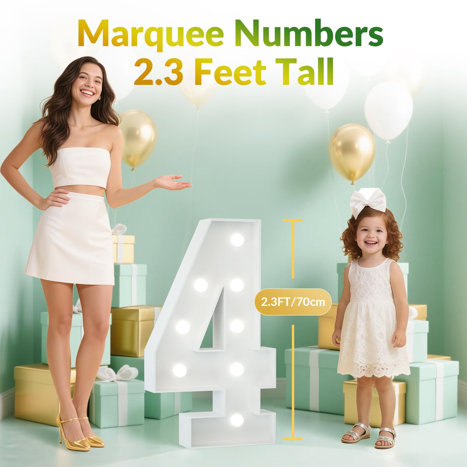 Joymuse 2.3Ft Marquee Numbers  Light Up Numbers Birthday Decorations For Girls Birthday Party Anniversary Backdrop