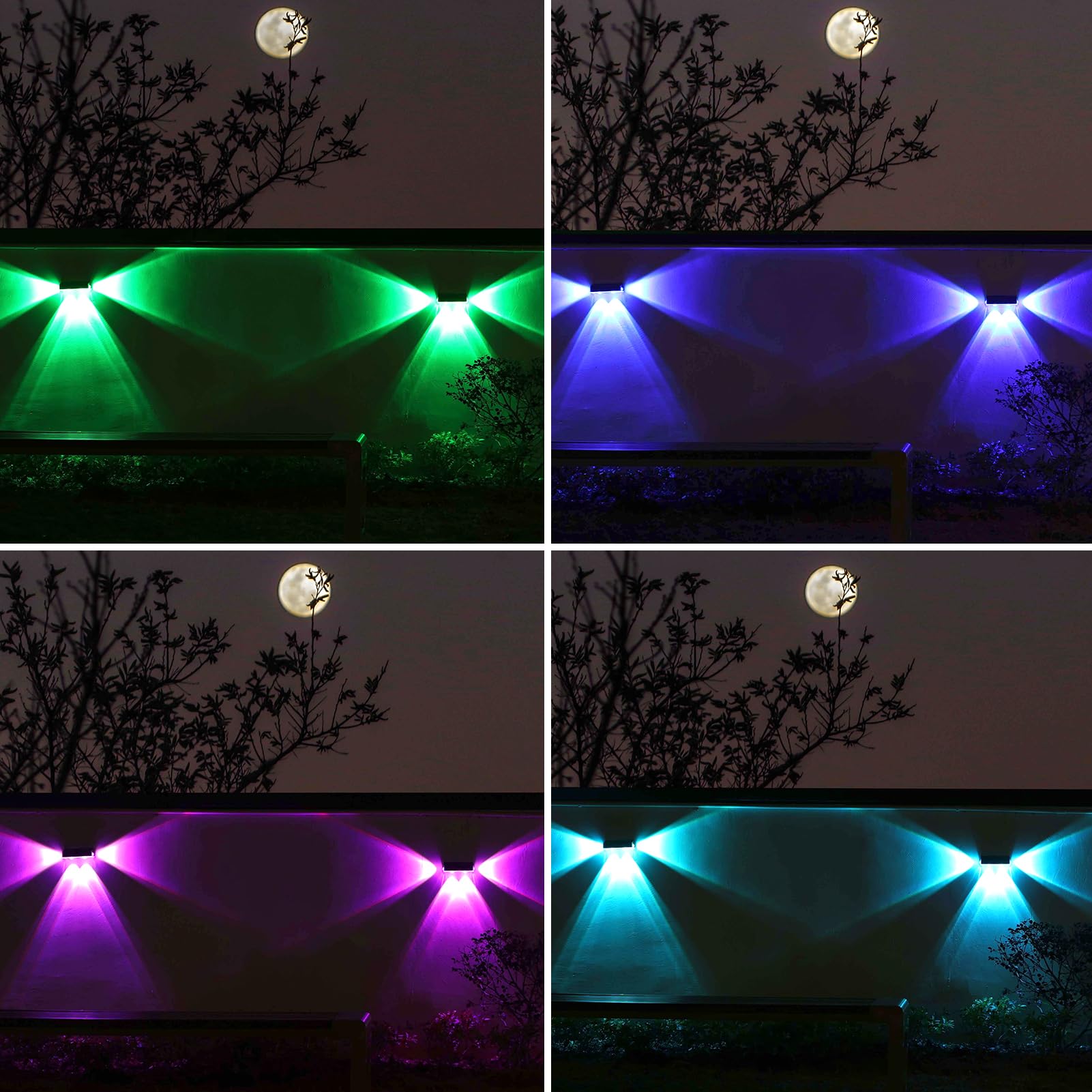 Nibuuecer Solar Fence Lights 2 Pack 9 Colors&11 Lighting Modes Fence Solar Light Outdoor Waterproof Ip65  3-Side Lighting Led Deck Lights For Outside Wall Backyard Step Patio Garden