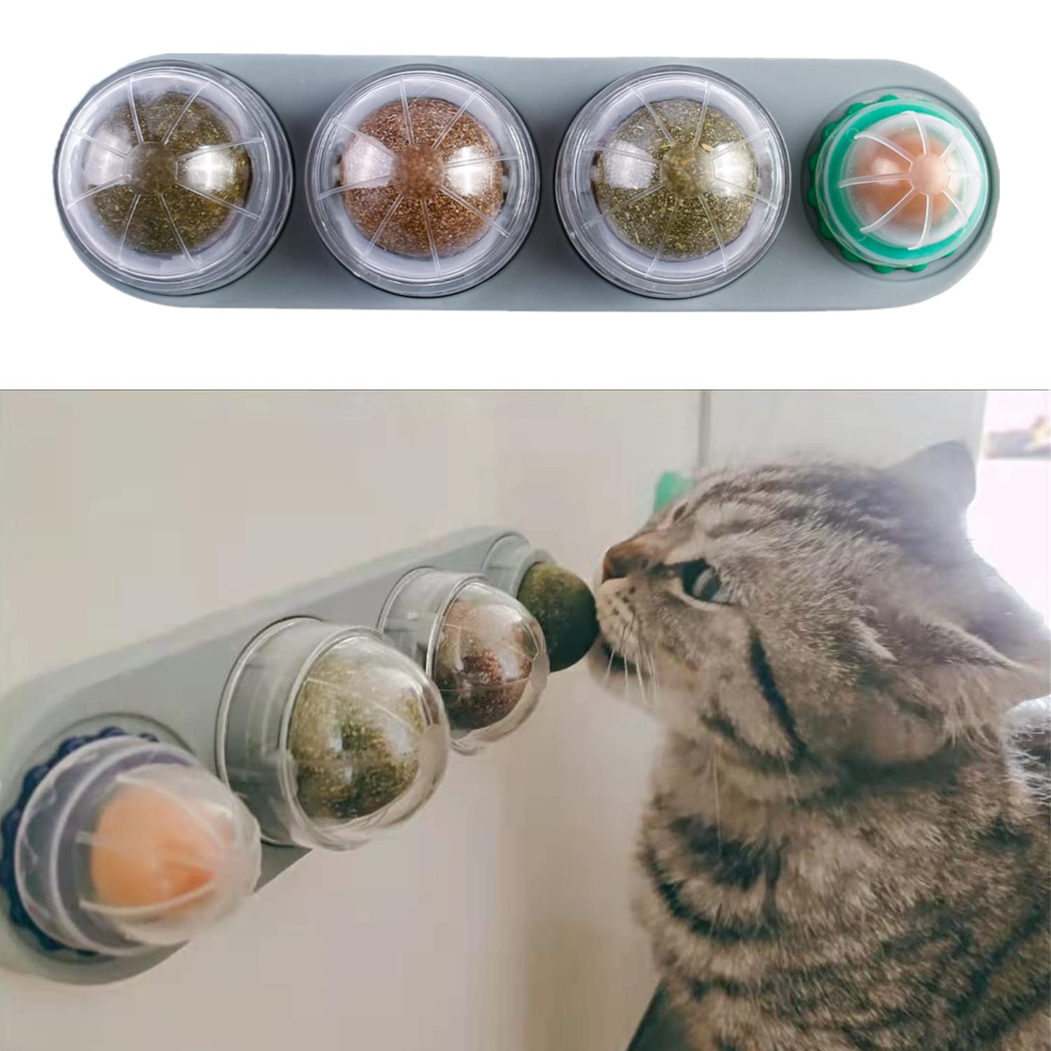 Bisogoon catnip Toys, catnip Wall Ball Toy, cats catnip Edible Balls, Natural Interactive Toy, Licking Treats Toys for cats Kitt