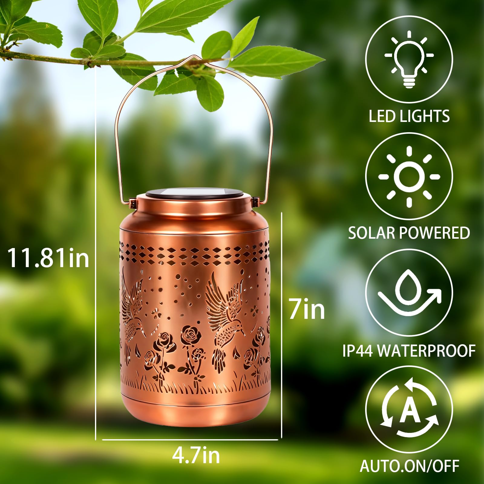Hummingbird Solar Lantern Outdoor Hummingbird Decor Garden Decor Waterproof Decor Light Hanging Solar Lights Yard Decor  Christmas Gifts  Gifts For Women  Gifts For Mom  Gifts For Grandma