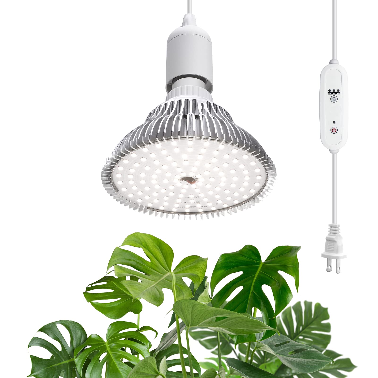 Hanging Grow Lights For Indoor Plants, 25W 5000K, Led Grow Light Bulbs, Height Adjustable Plant Light With Timer, Full Spectrum Grow Light Replace Sunlight For Succulent, Greenhouse By Speeplant