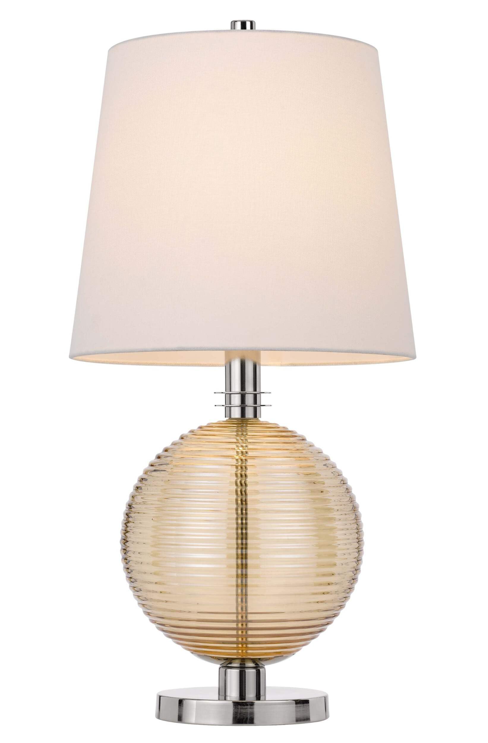HomeRoots Nickel Metal Table Lamp with White Empire Shade, Model 524723, 28 in. Height