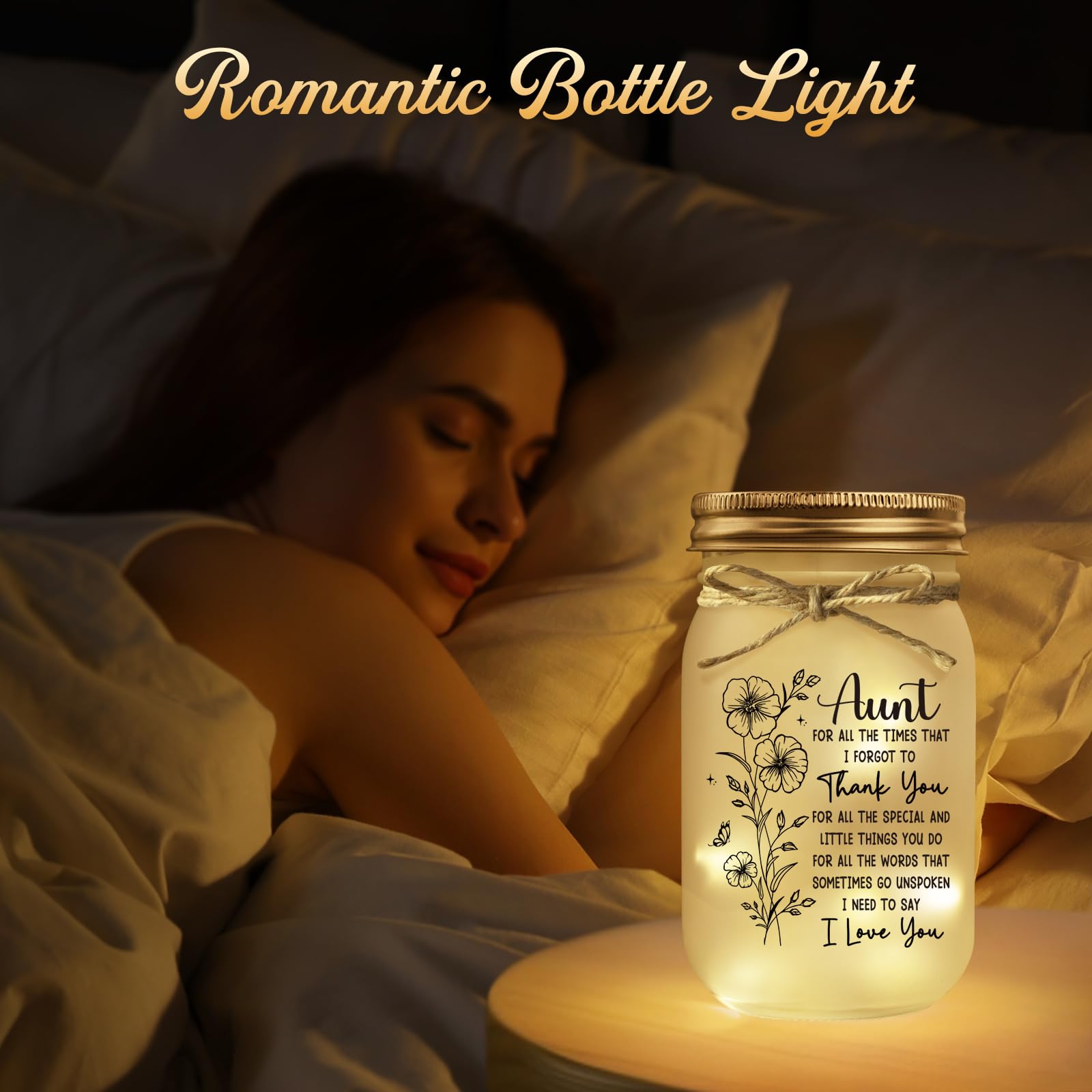 Benecharm Christmas Aunt Gifts  Aunt Birthday Gifts  Decorative Jar Light Night Gift For Aunts Birthday  Christmas  Mothers Day  Aunts Presents From Niece Nephew